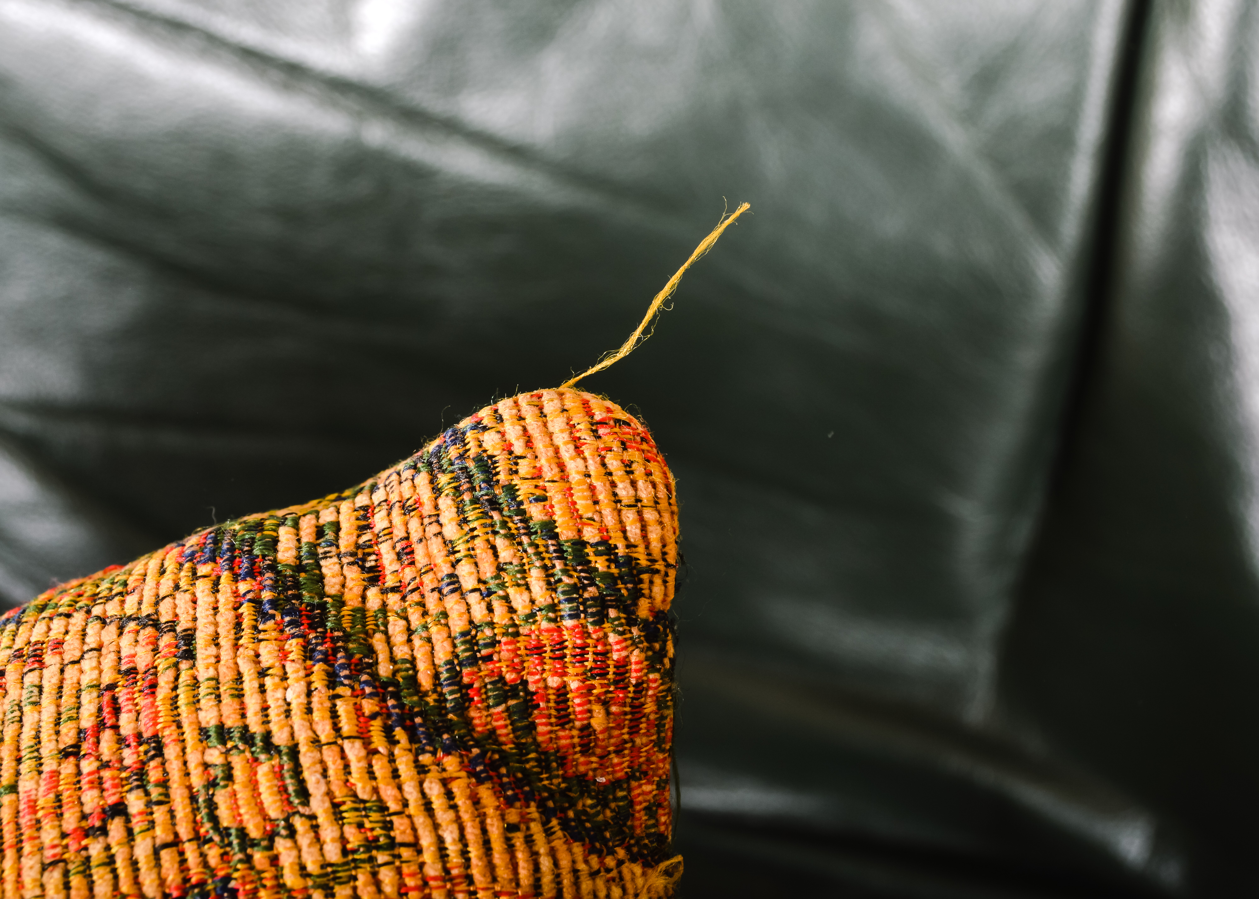 Green Leather Oversized  Loveseat