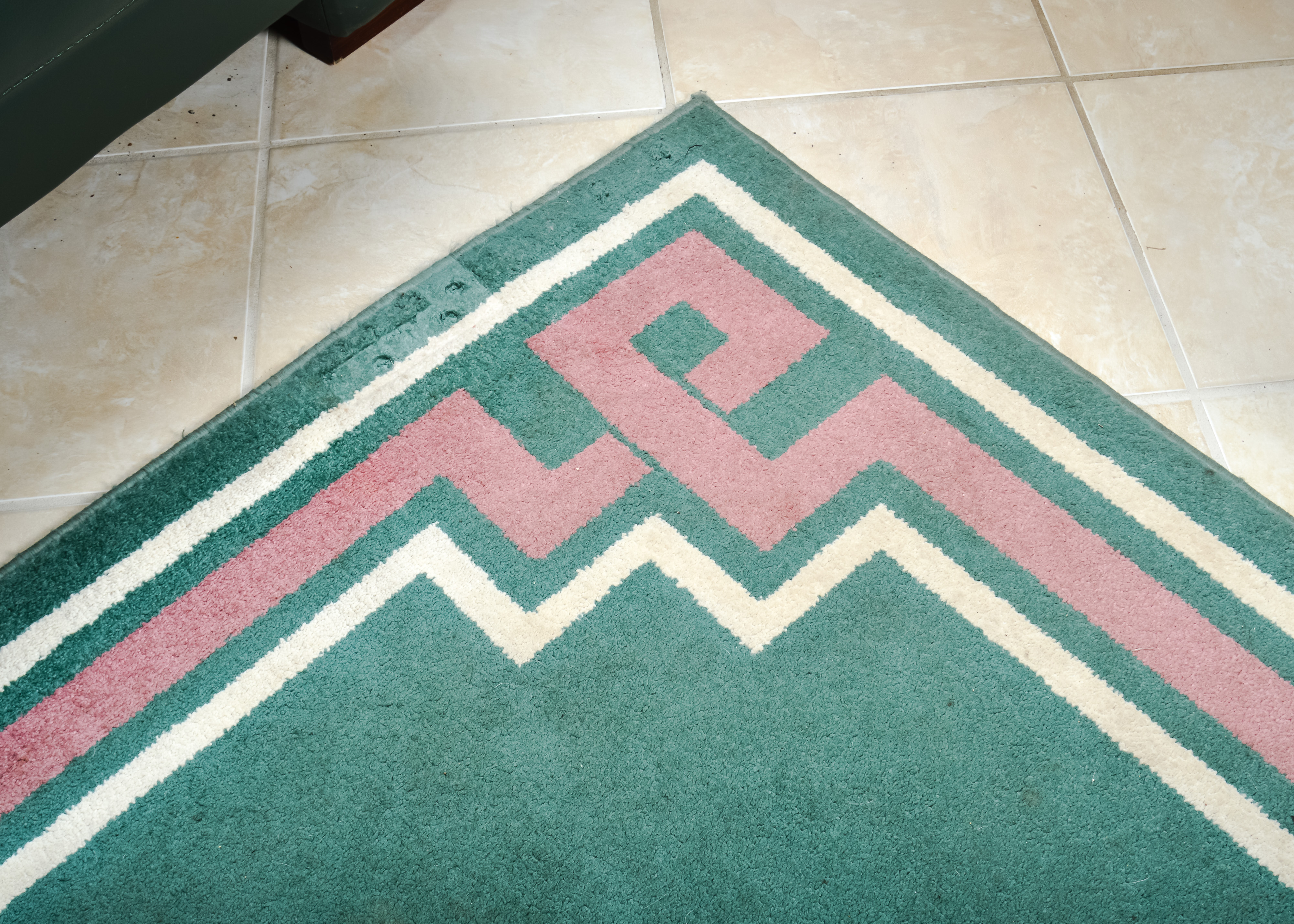 Jade Green and Mauve Small Area Rug
