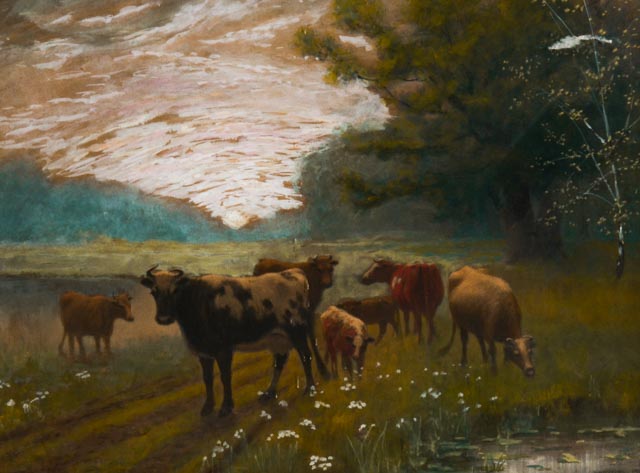 CB Drake Original Gouache Painting of Pastoral Scene