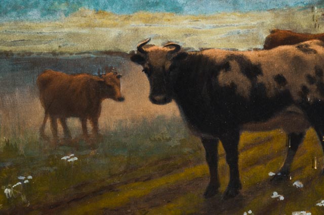 CB Drake Original Gouache Painting of Pastoral Scene