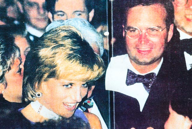 Framed Princess Diana's "The Royal Visit" Press Badges