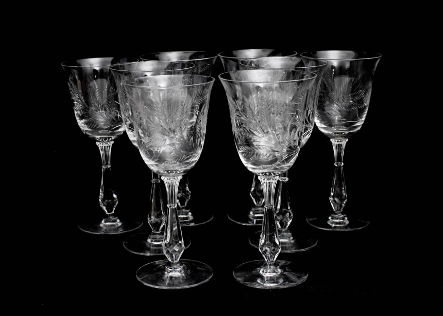 Set of Cut Glass Wine Glasses