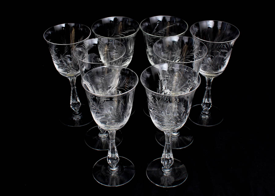 Set of Cut Glass Wine Glasses