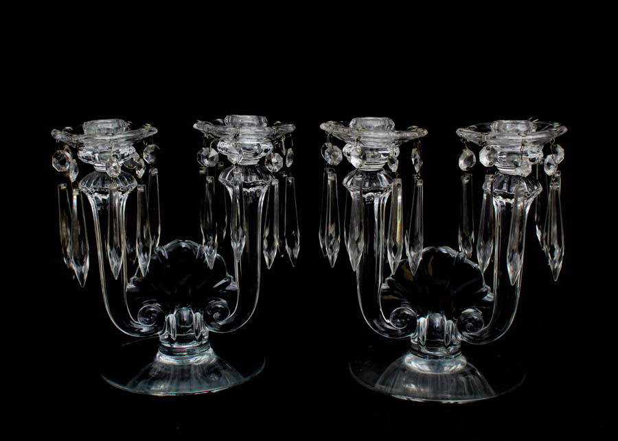 Pair of Glass Candelstick Holders