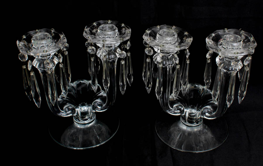 Pair of Glass Candelstick Holders