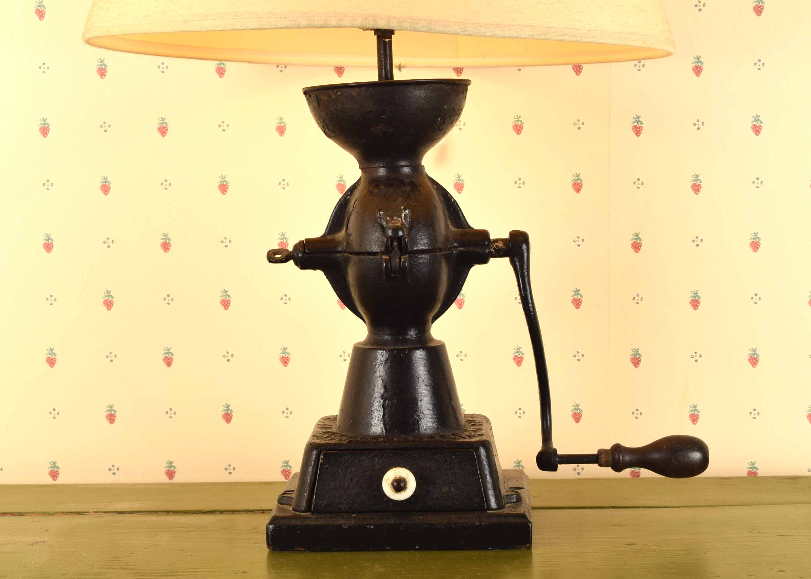 Antique Coffee Grinder Base Table Lamp