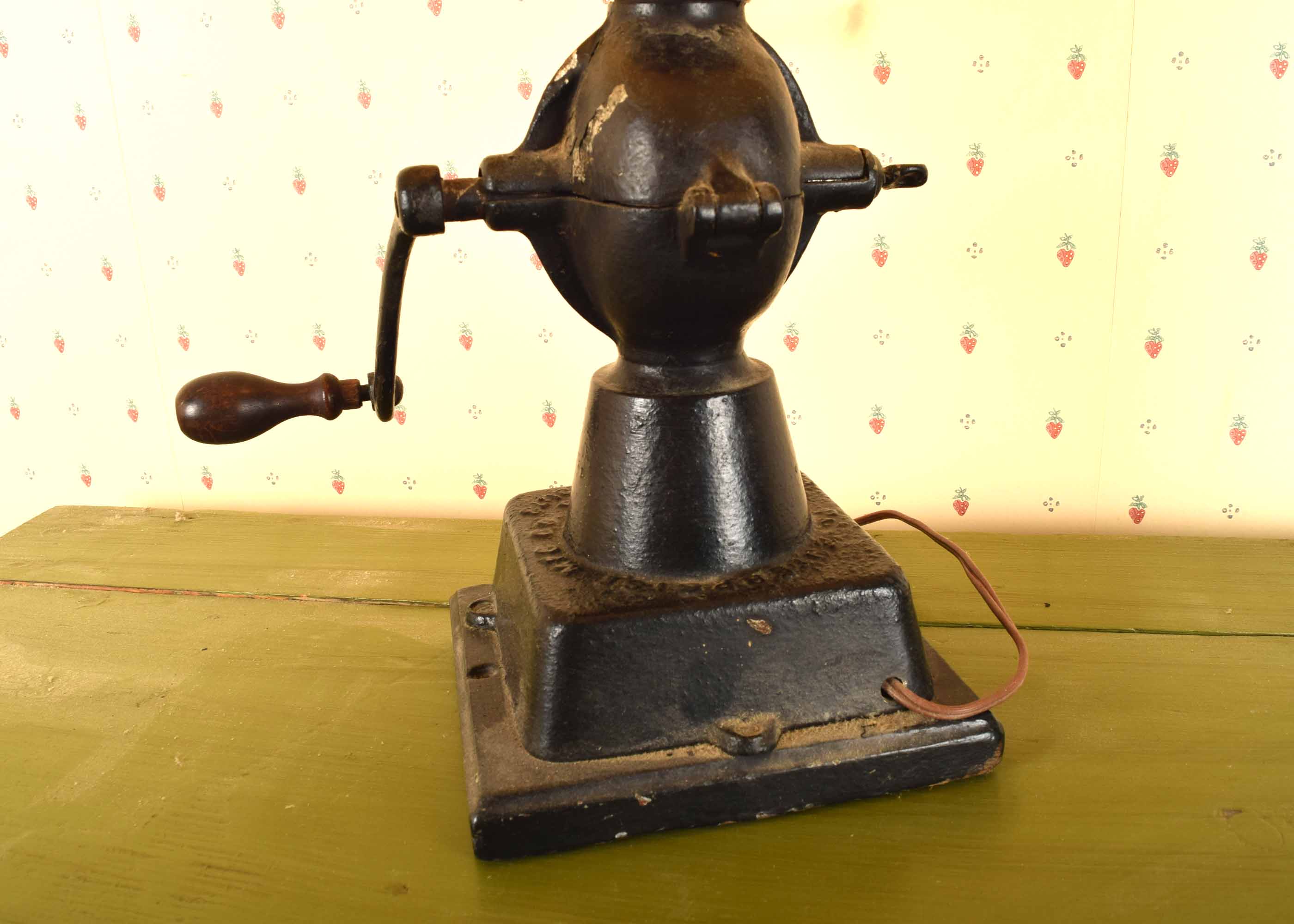 Antique Coffee Grinder Base Table Lamp