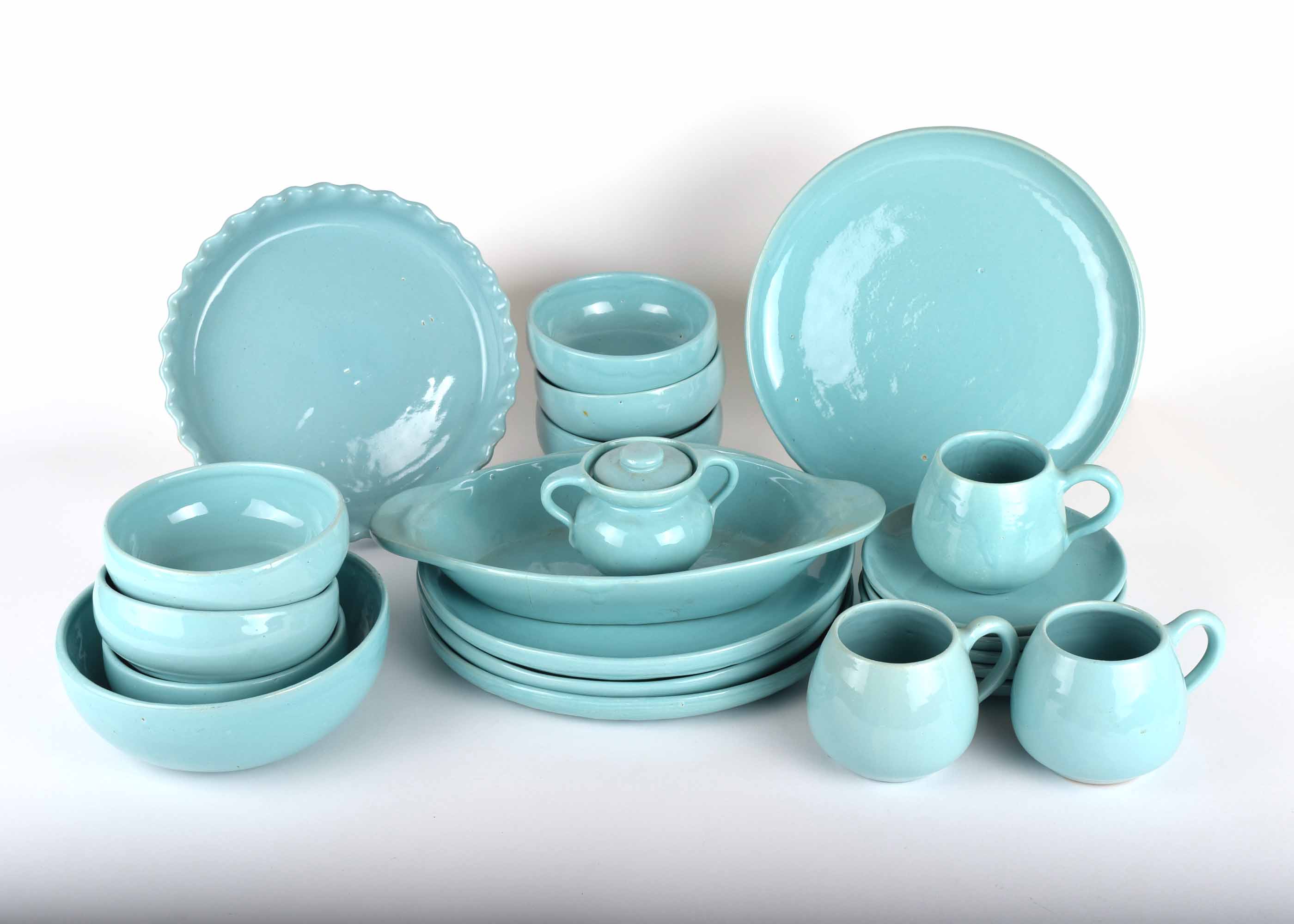 Turquoise Blue Bybee Stoneware Set