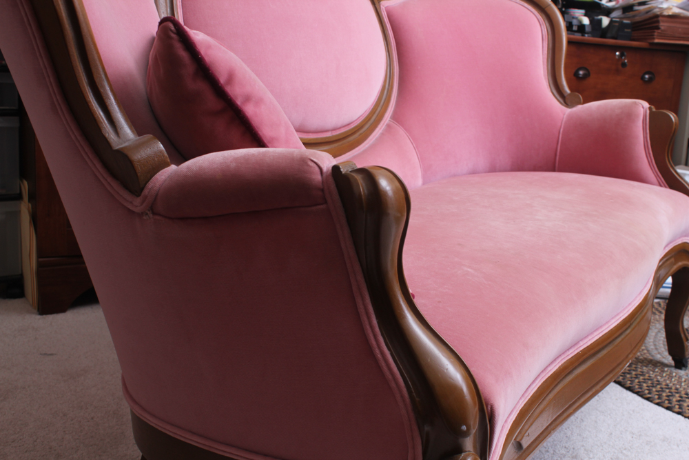 Velvet Reproduction Victorian Settee