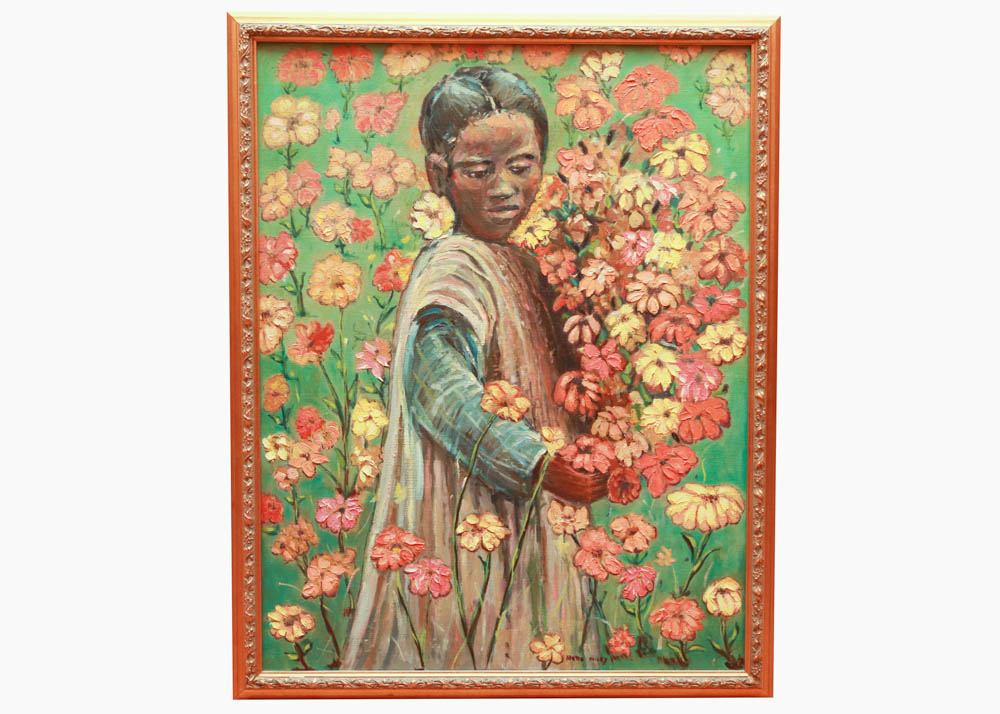 Irene Wiley "Girl in the Flowers" Painting