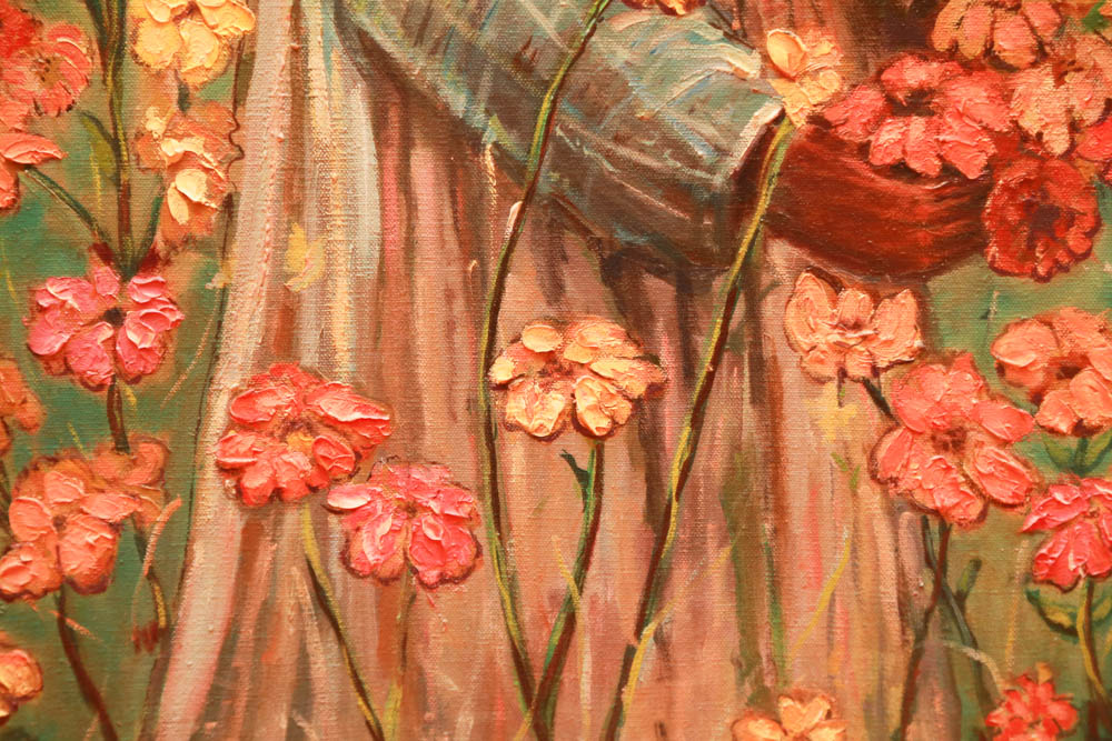 Irene Wiley "Girl in the Flowers" Painting
