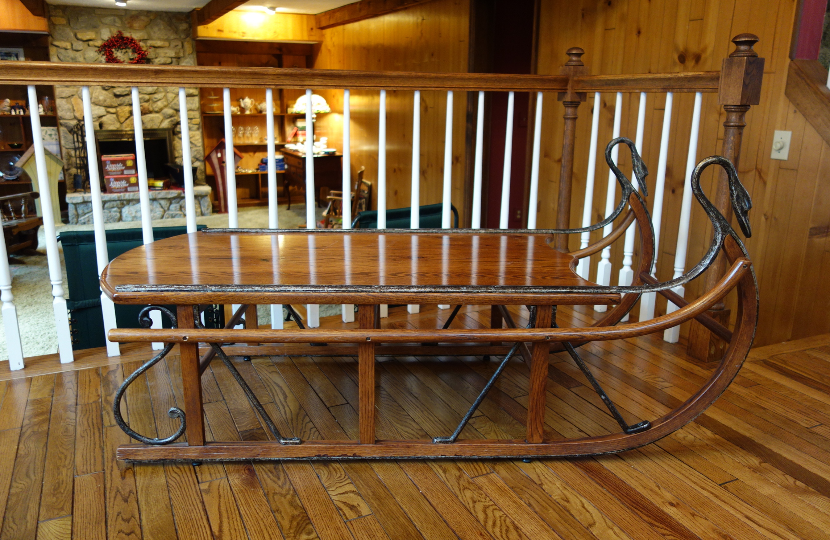 Rare Vintage Tell City Chair Co. Oak Sleigh Table