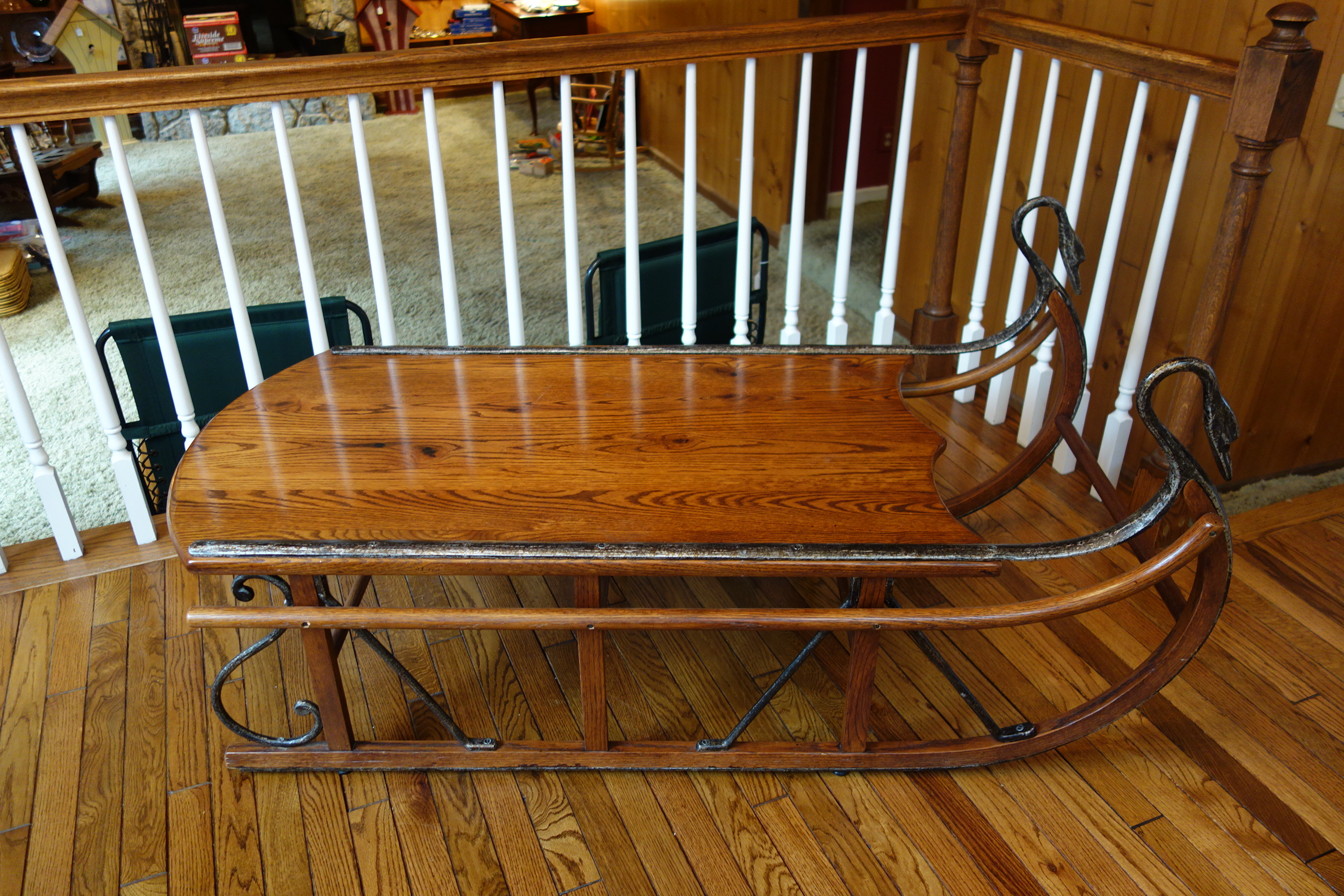 Rare Vintage Tell City Chair Co. Oak Sleigh Table