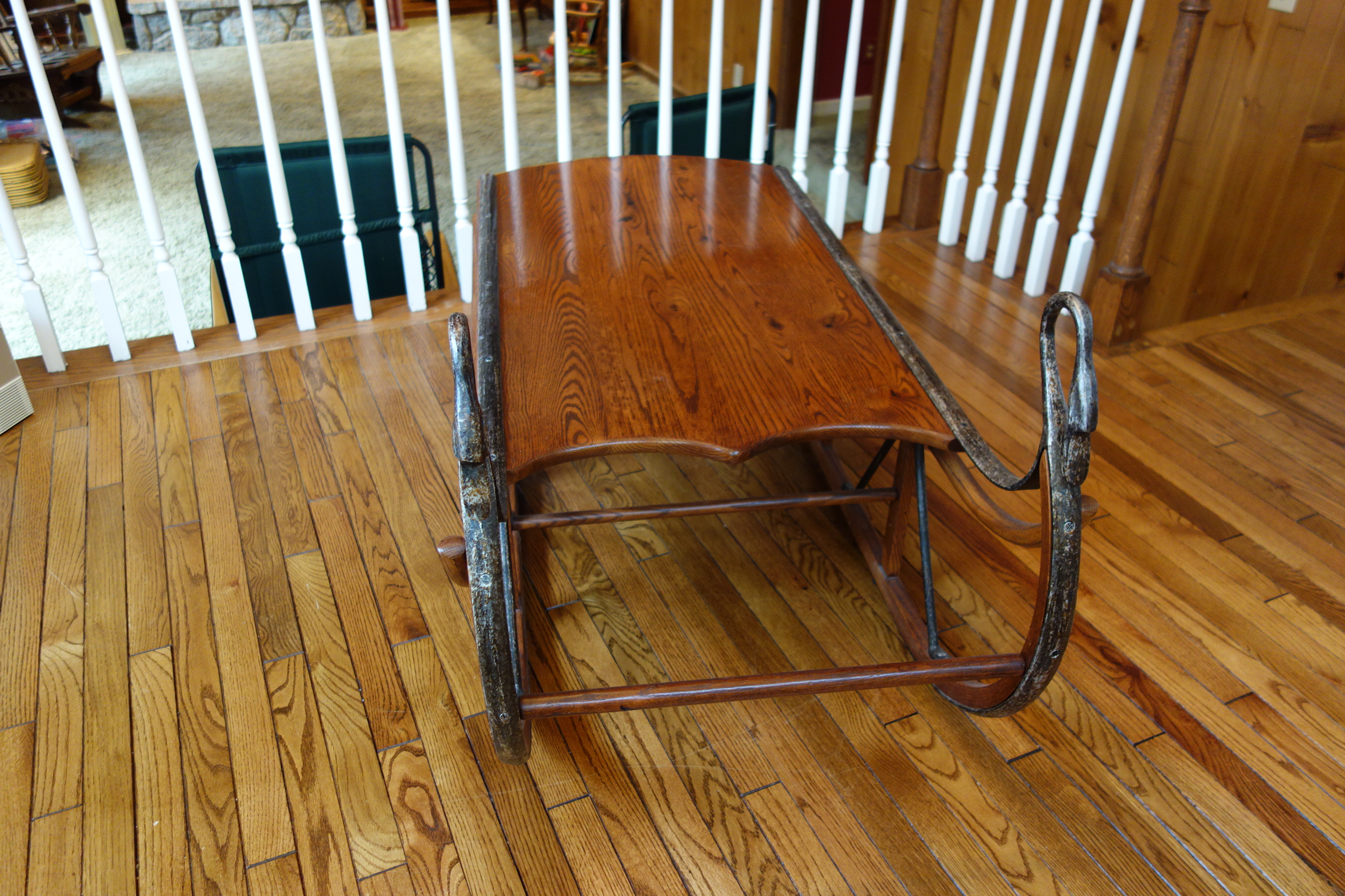 Rare Vintage Tell City Chair Co. Oak Sleigh Table