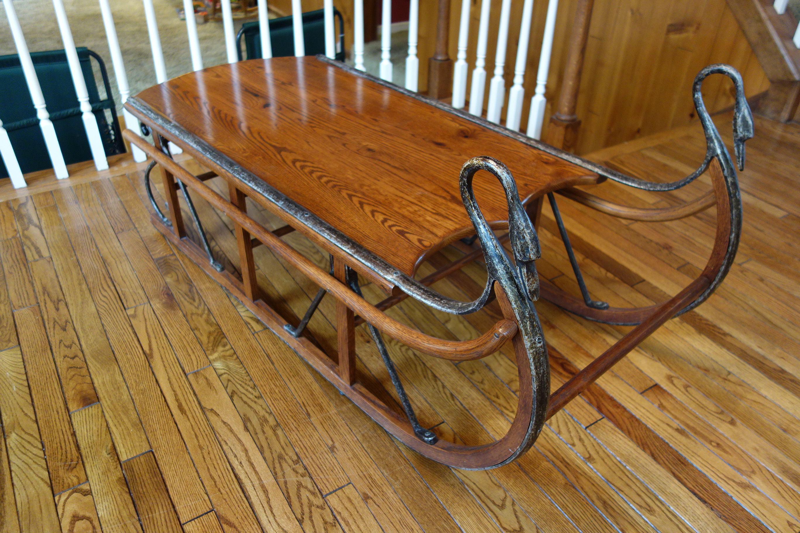 Rare Vintage Tell City Chair Co. Oak Sleigh Table