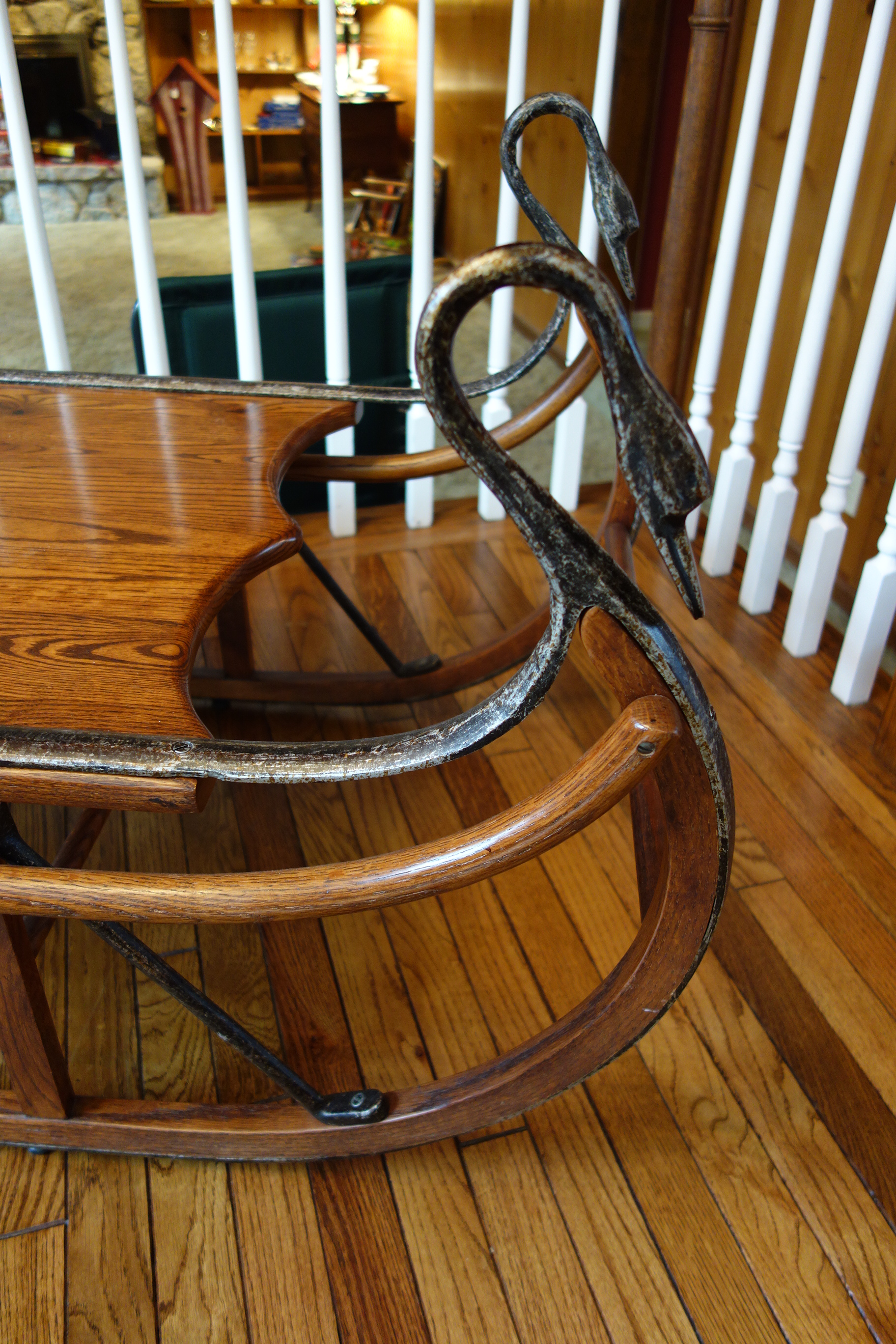 Rare Vintage Tell City Chair Co. Oak Sleigh Table