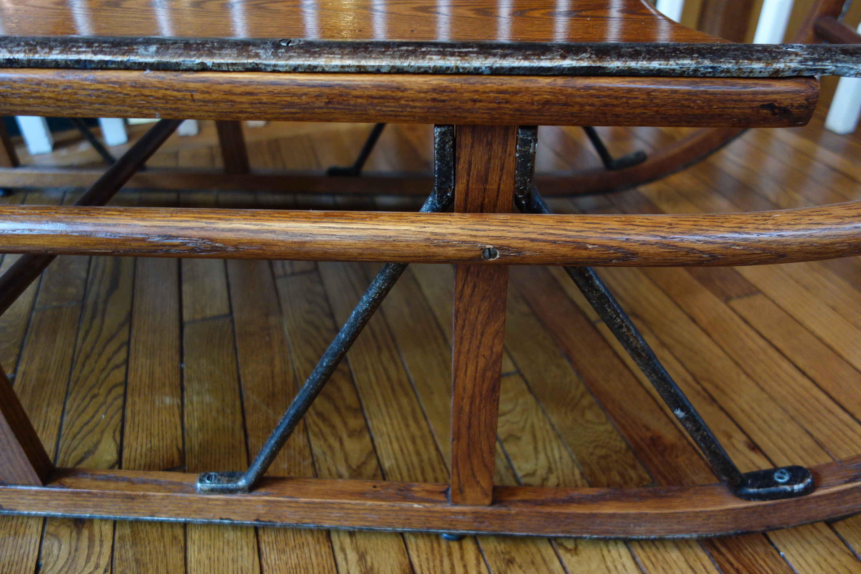 Rare Vintage Tell City Chair Co. Oak Sleigh Table