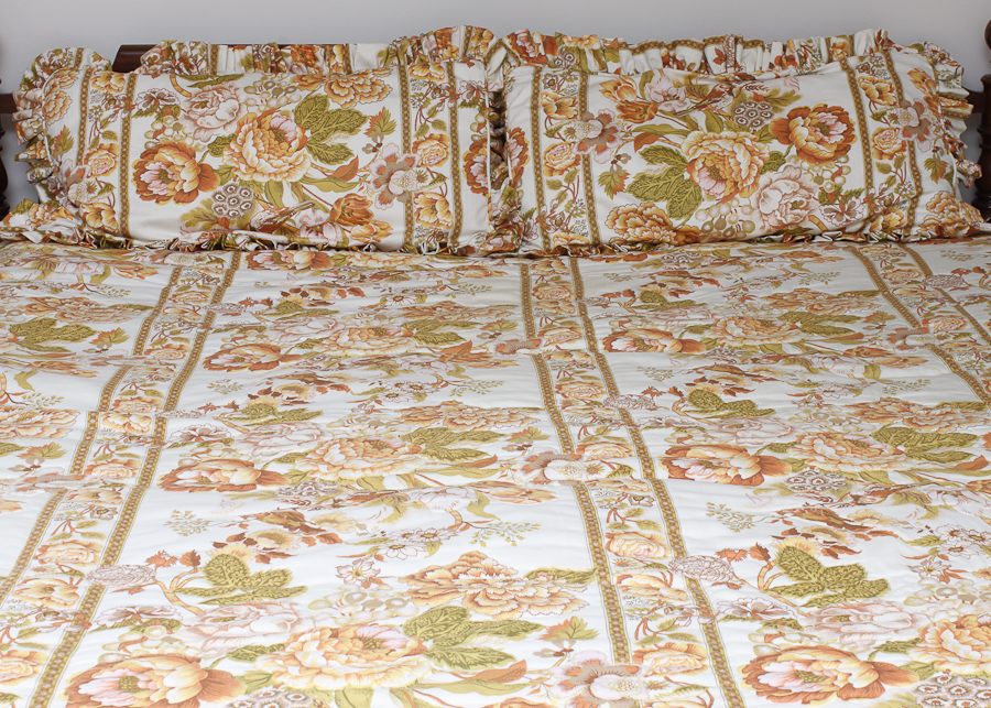 Floral Bedspread and Matching Floor Length Curtains