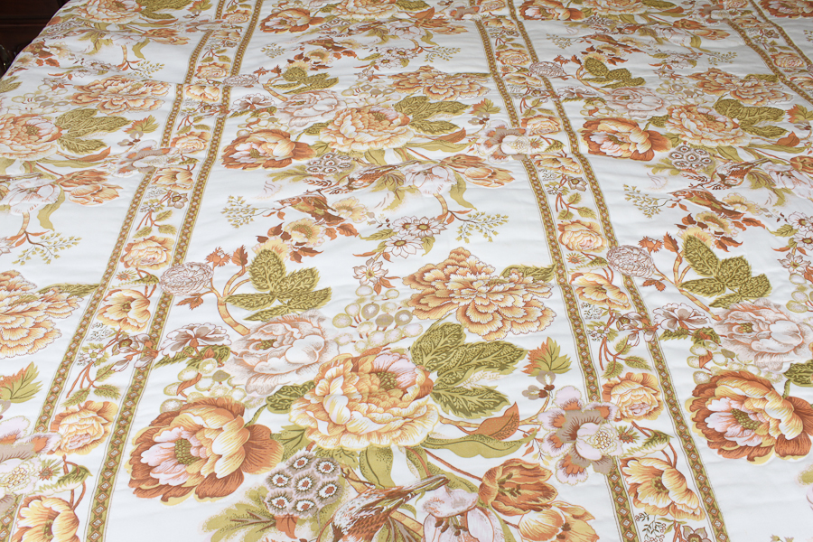 Floral Bedspread and Matching Floor Length Curtains