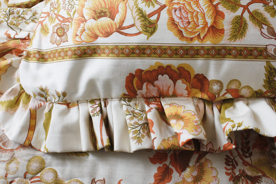 Floral Bedspread and Matching Floor Length Curtains