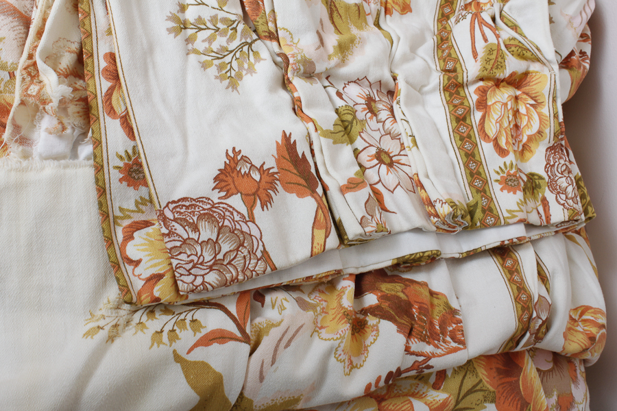 Floral Bedspread and Matching Floor Length Curtains