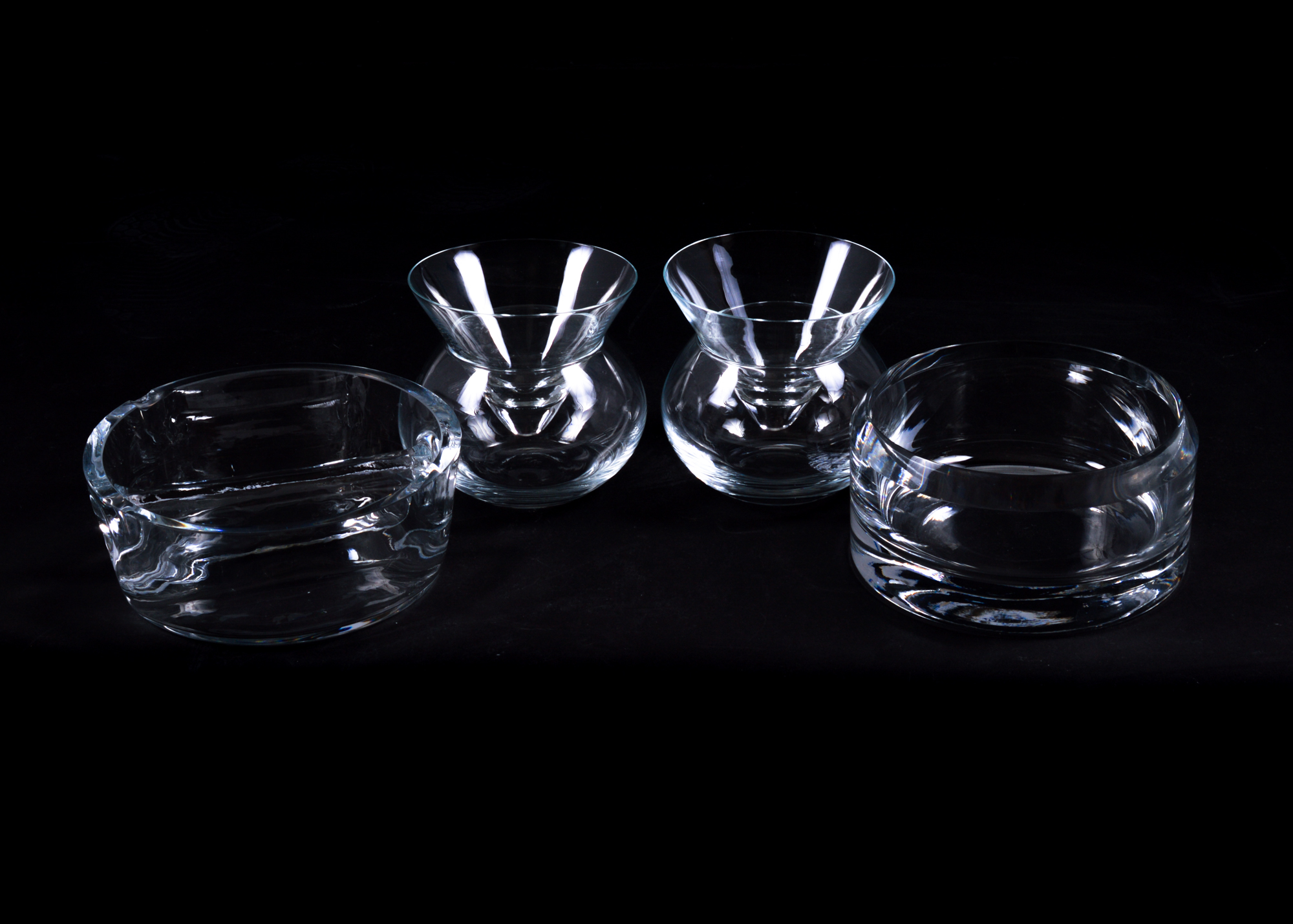 Two Martini Glasses with Chilling Bowls and Glass Dishes