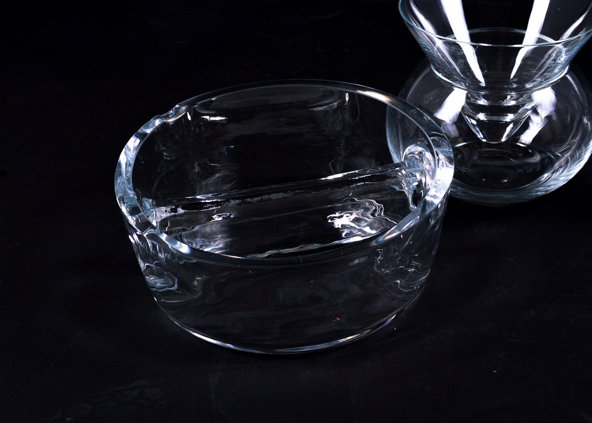 Two Martini Glasses with Chilling Bowls and Glass Dishes