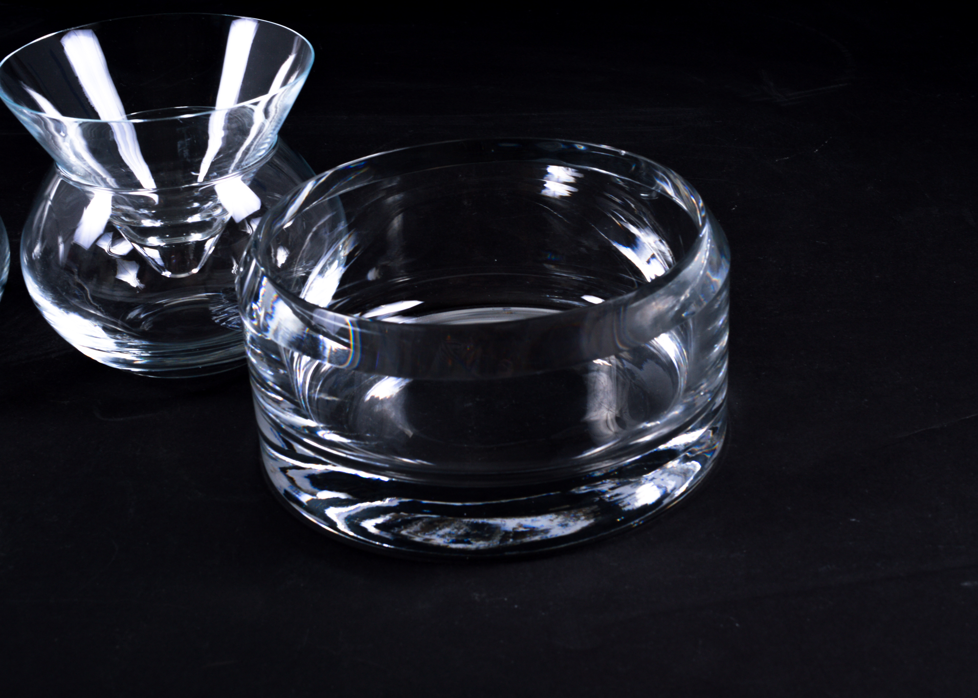 Two Martini Glasses with Chilling Bowls and Glass Dishes