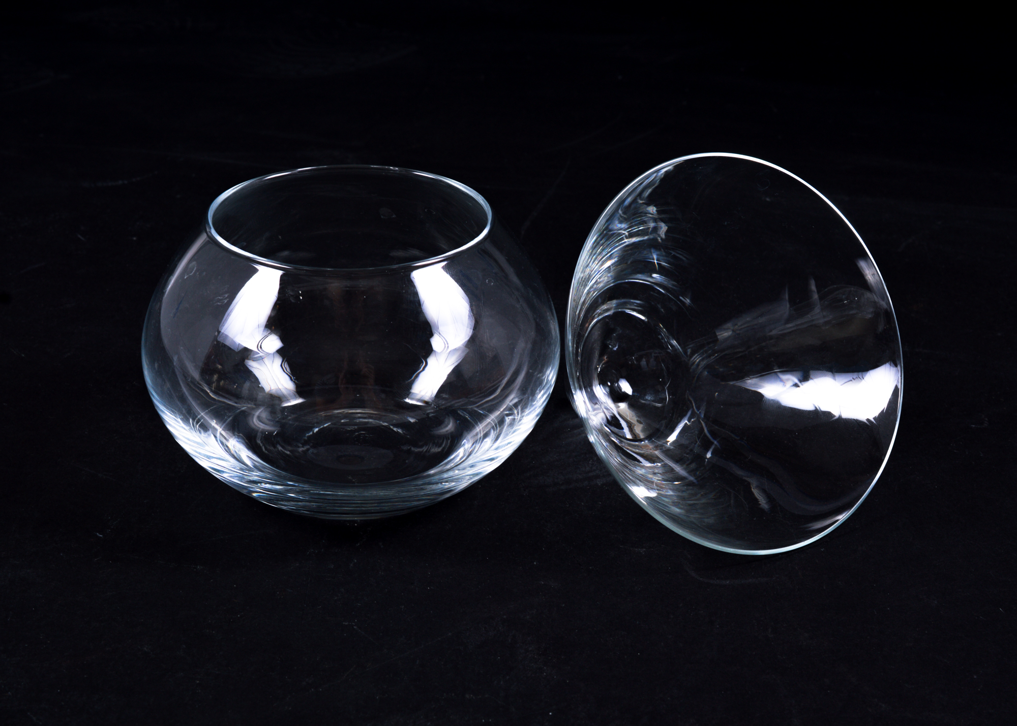 Two Martini Glasses with Chilling Bowls and Glass Dishes