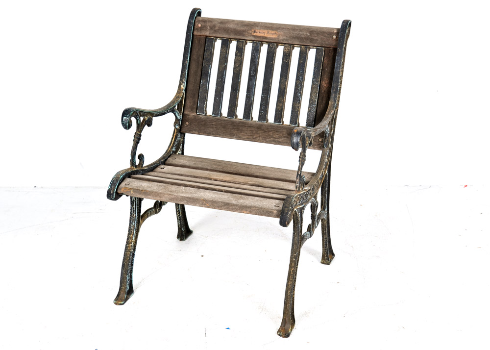 Cast iron and on sale wood garden chairs