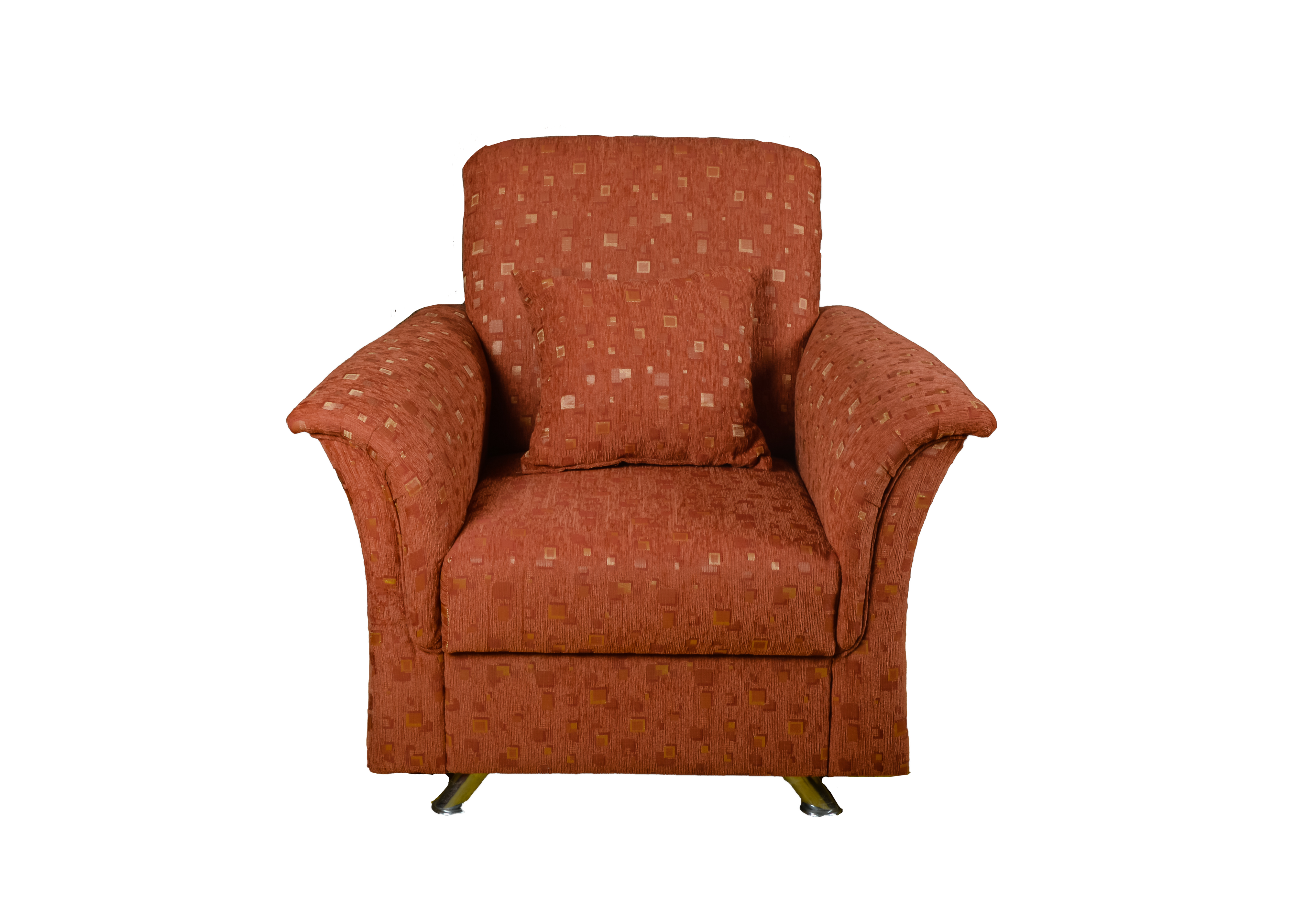 Mid-Century Modern Rust Orange Patterned Club Chair II