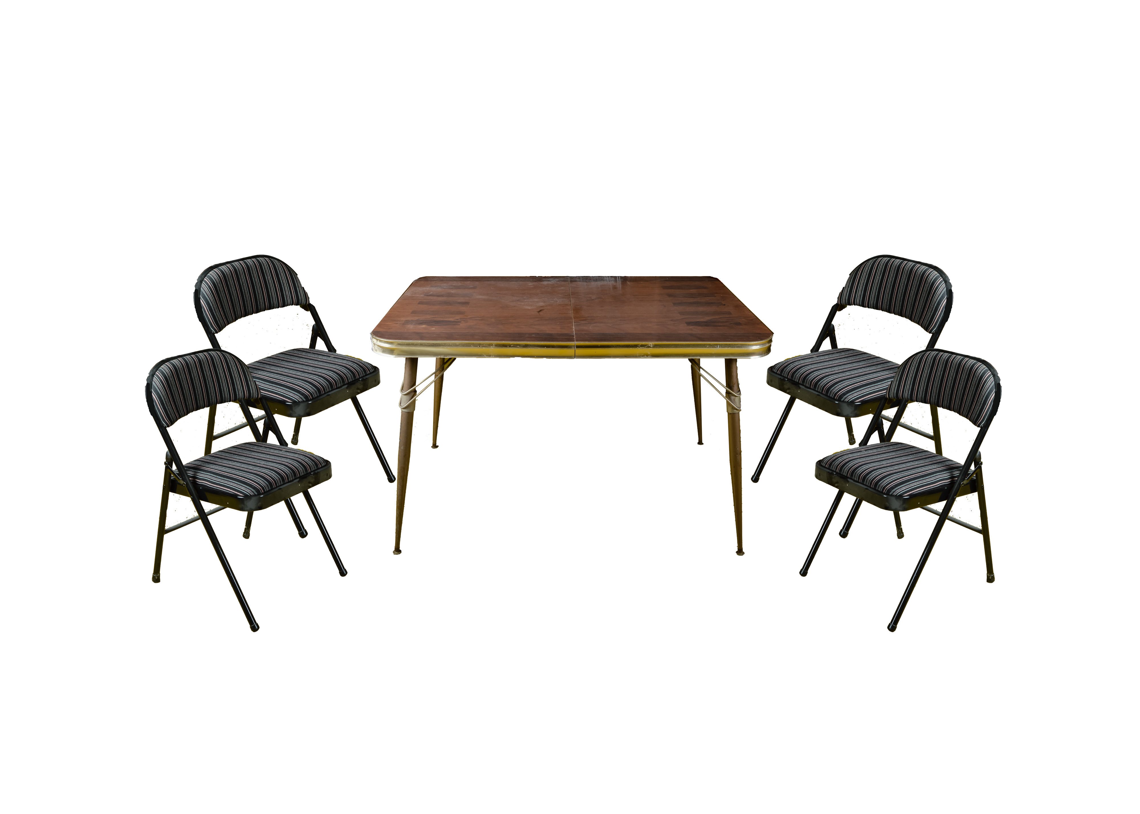Four Folding Chairs and a Folding Table