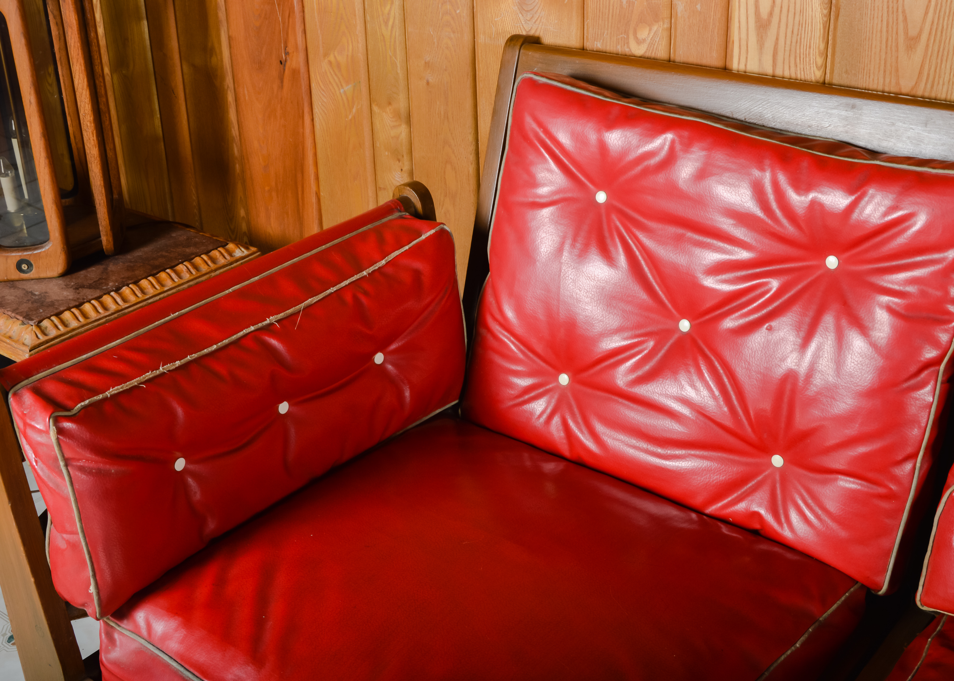 Vintage Red Vinyl Four Piece Sofa