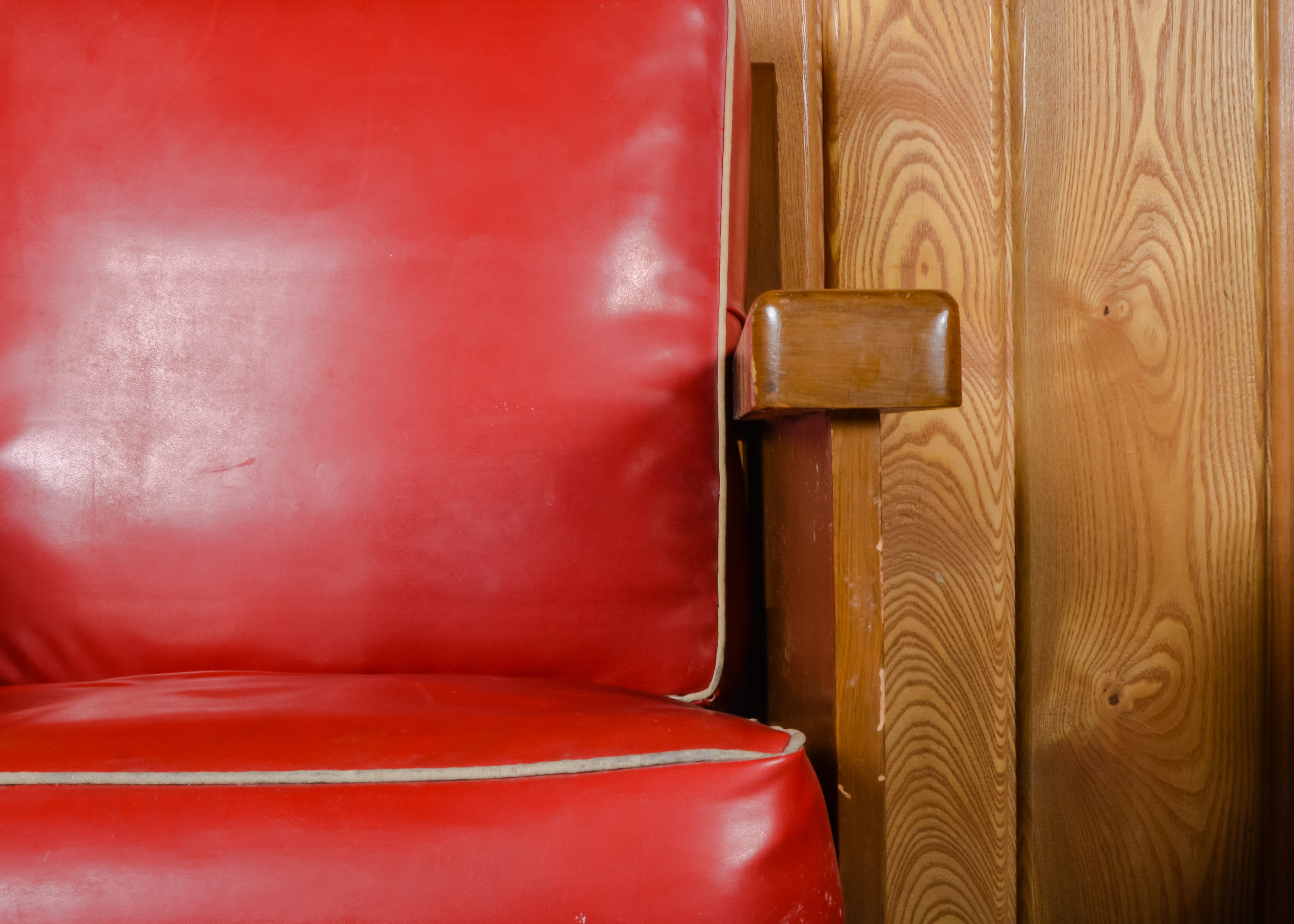 Vintage Red Vinyl Arm Chair with Square Legs
