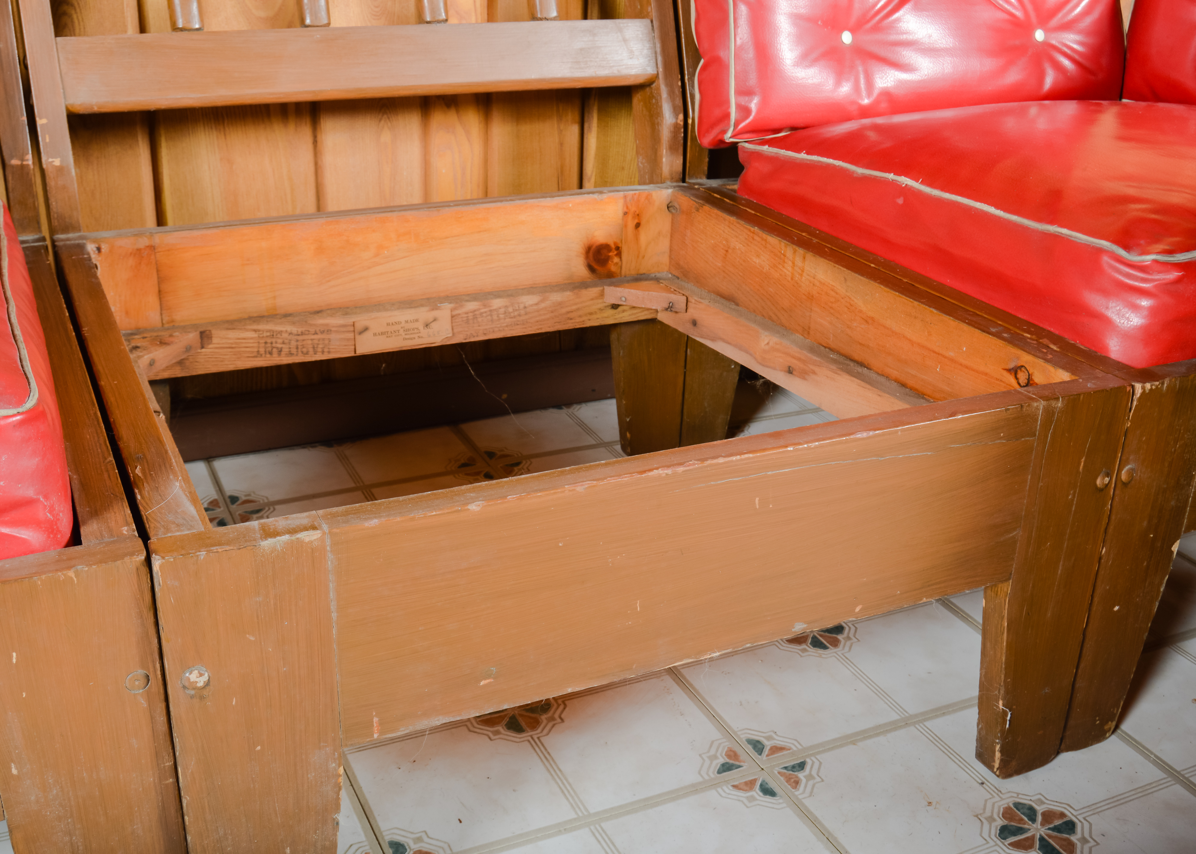 Vintage Red Vinyl Four Piece Sofa