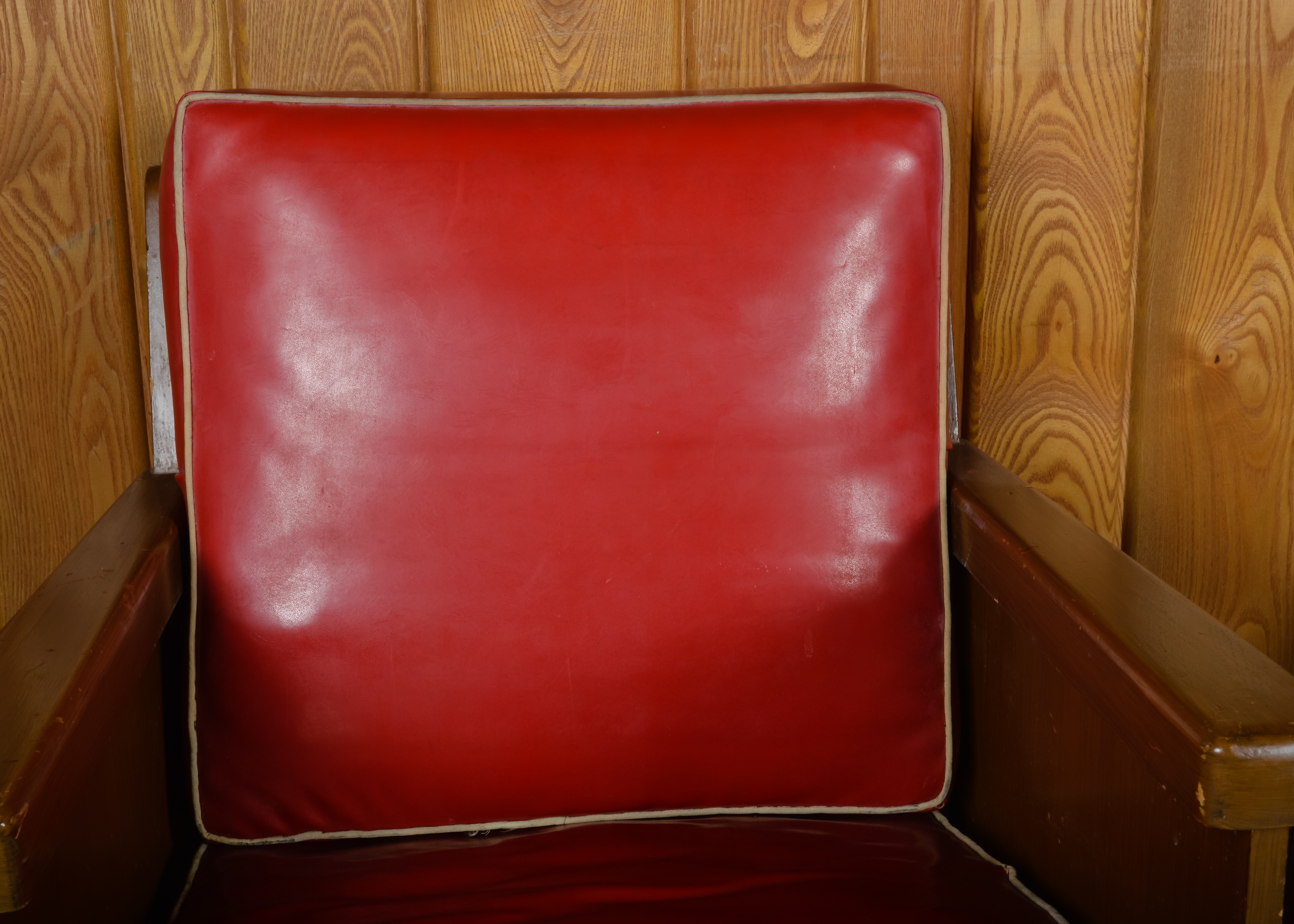 Vintage Red Vinyl Arm Chair with Round Legs