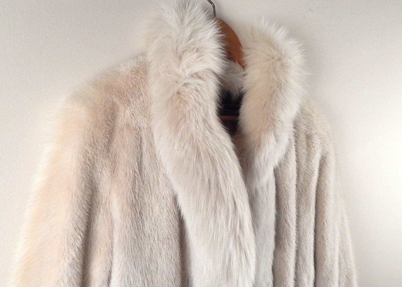 Beautiful Lady's Platinum Mink and Fox Collar Coat