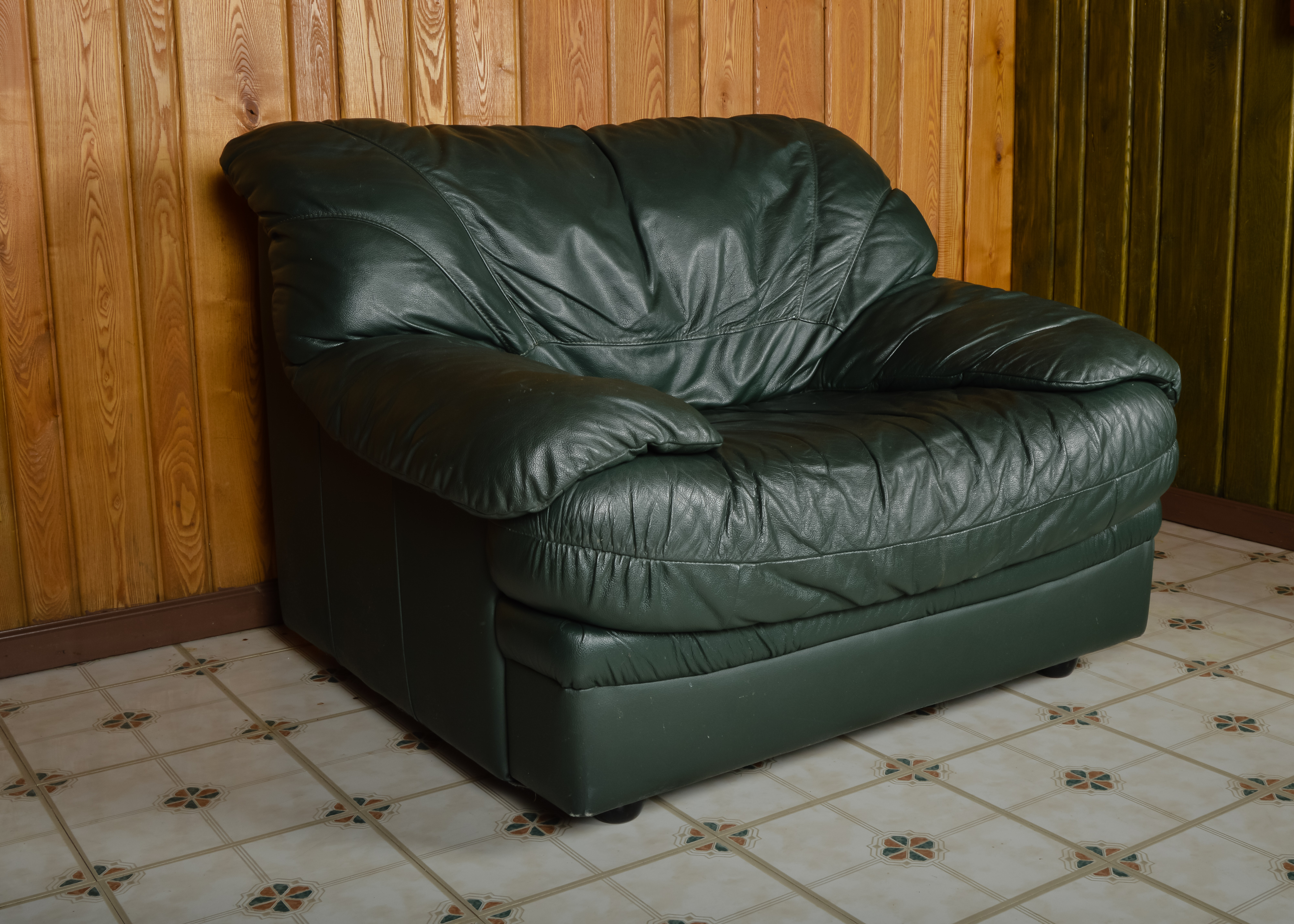 Oversized Green Leather Chair