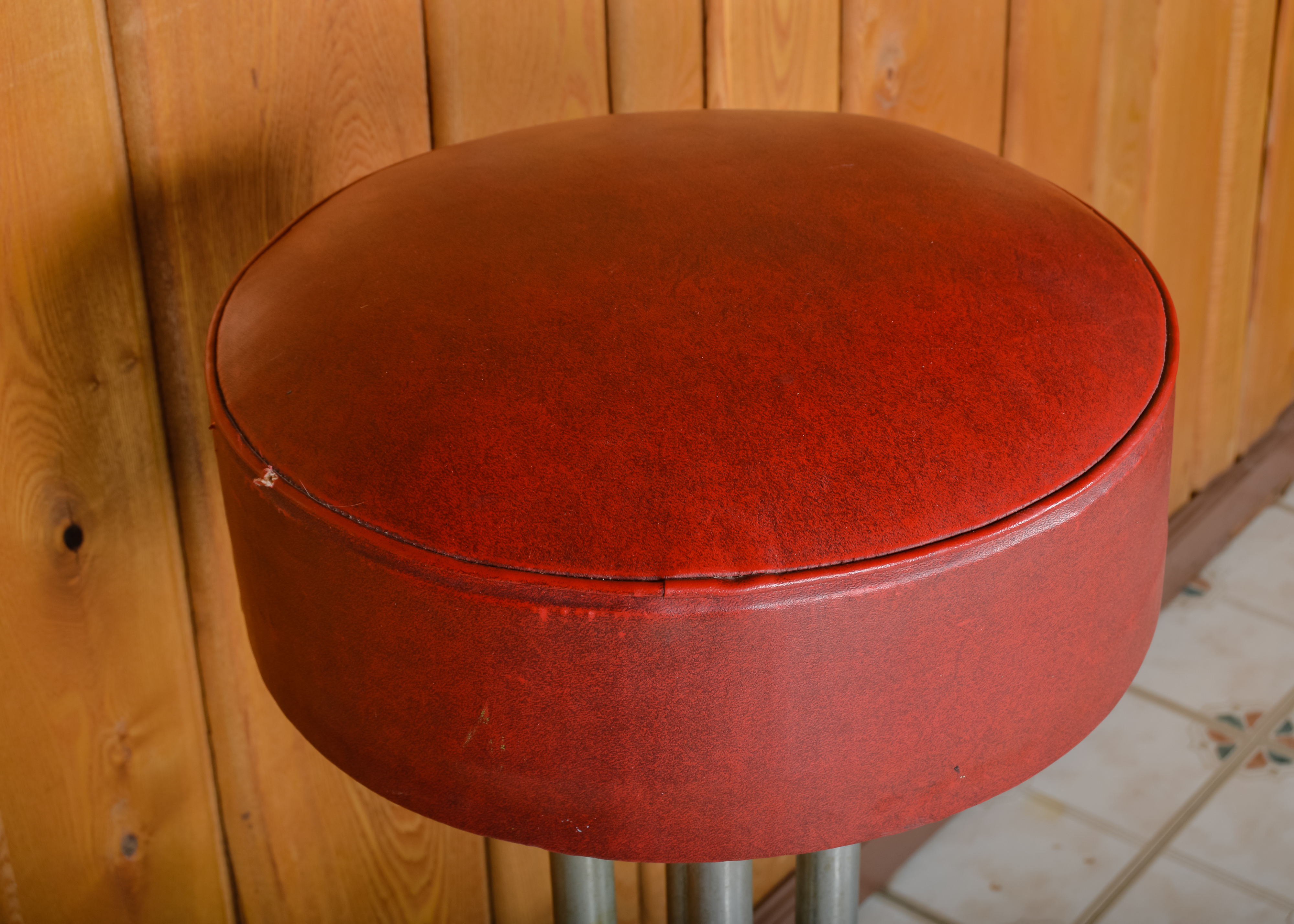 Trio of Red Vinyl Bar Stools
