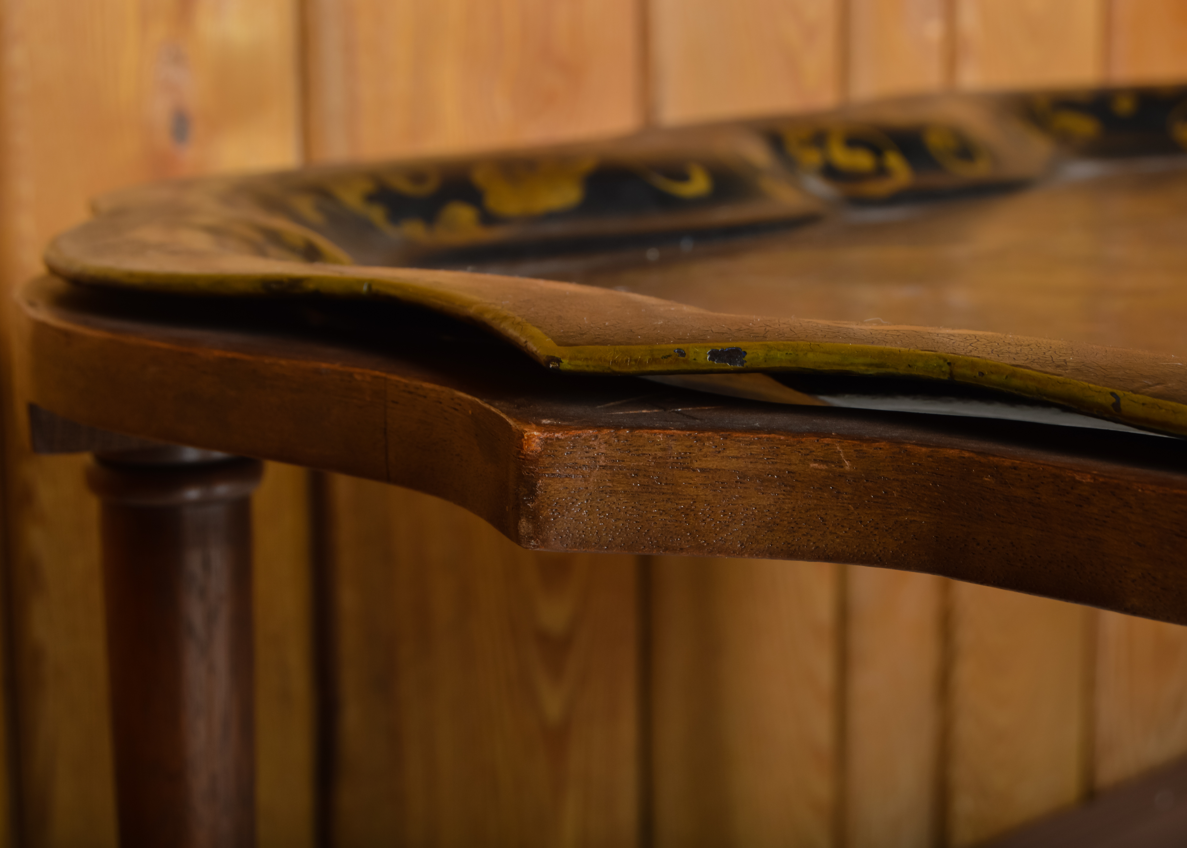 Black Painted Metal Tray Top Side Table