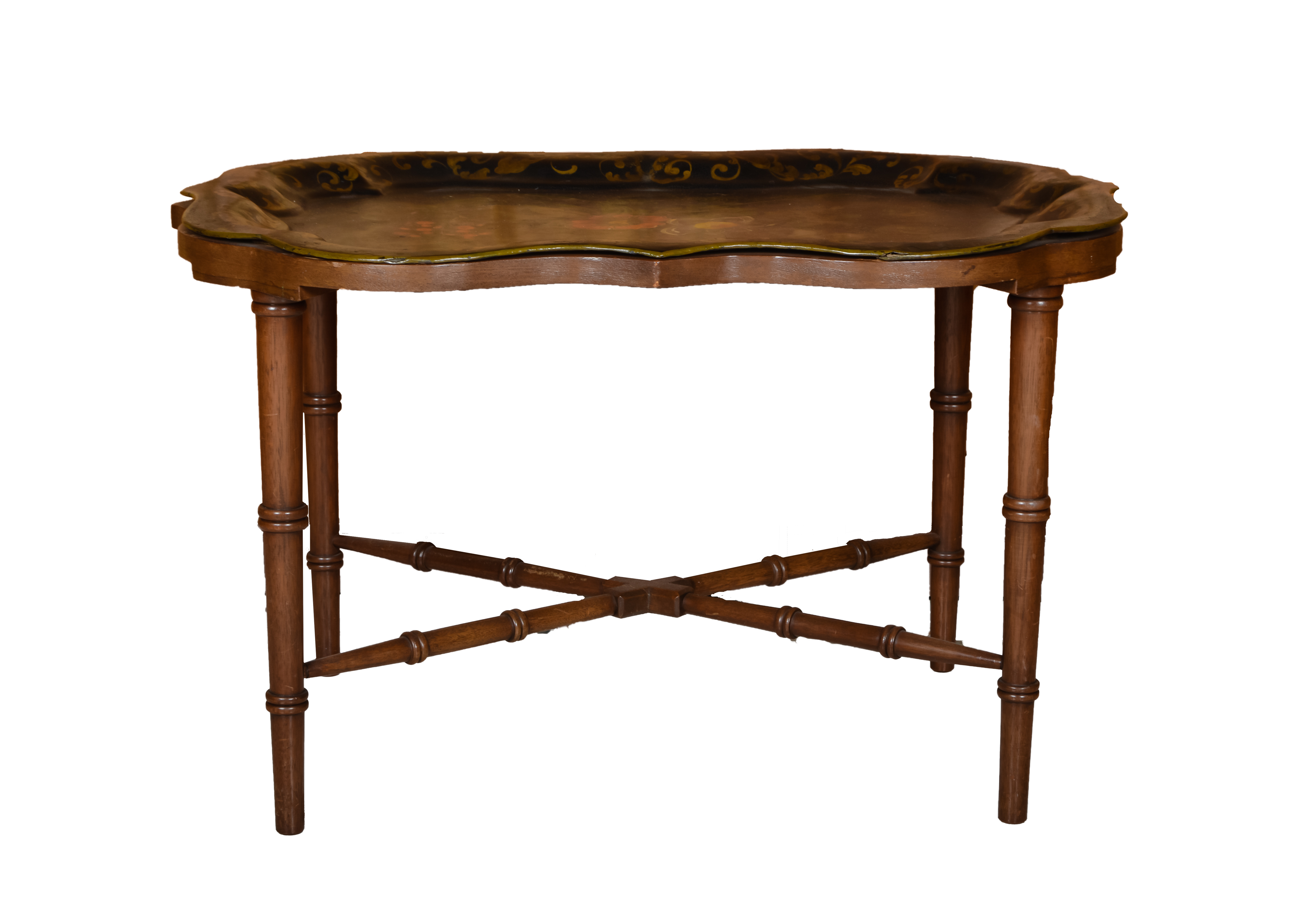 Black Painted Metal Tray Top Side Table