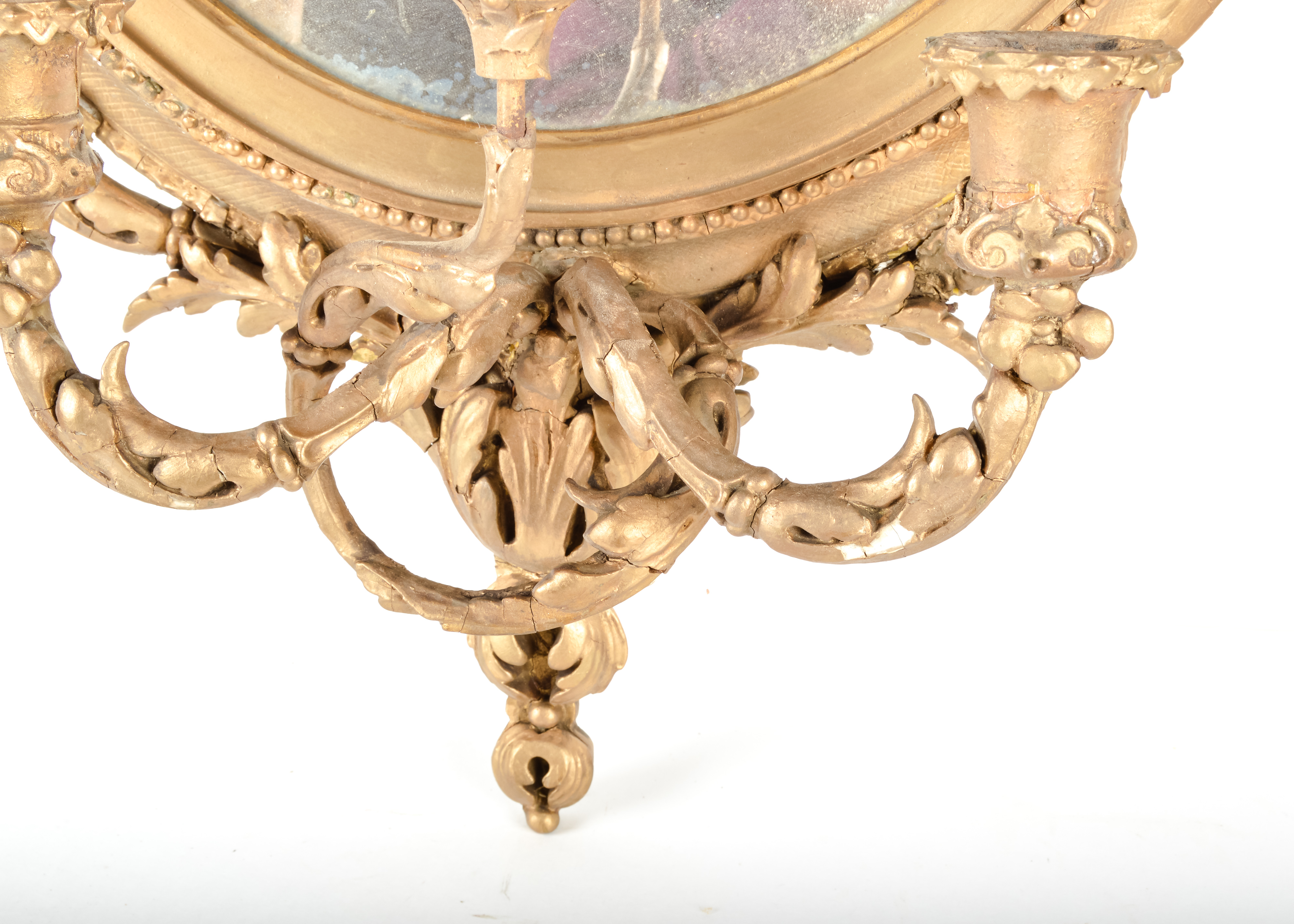 Pair of Antique Mirrored Candlestick Wall Mounts