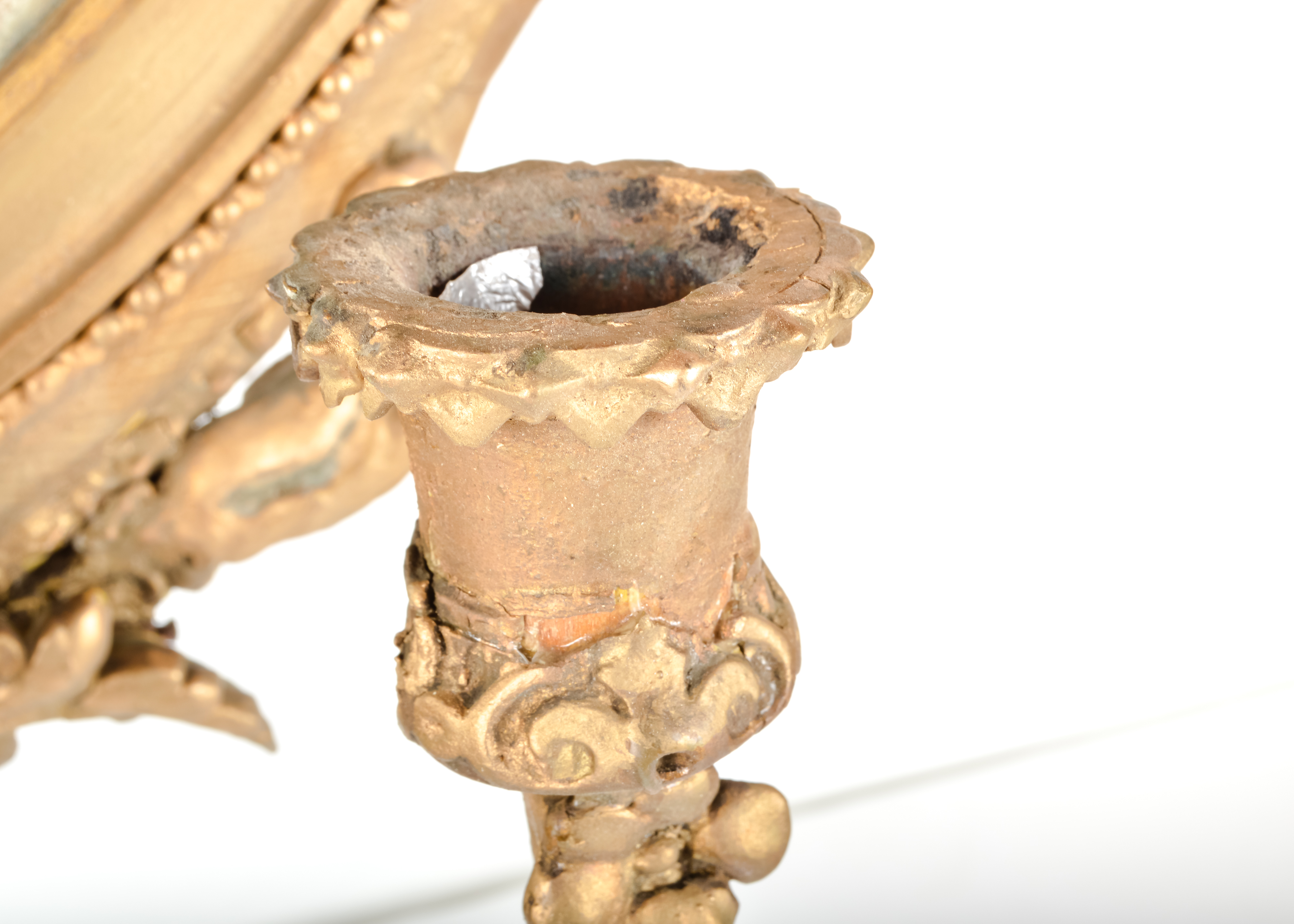 Pair of Antique Mirrored Candlestick Wall Mounts