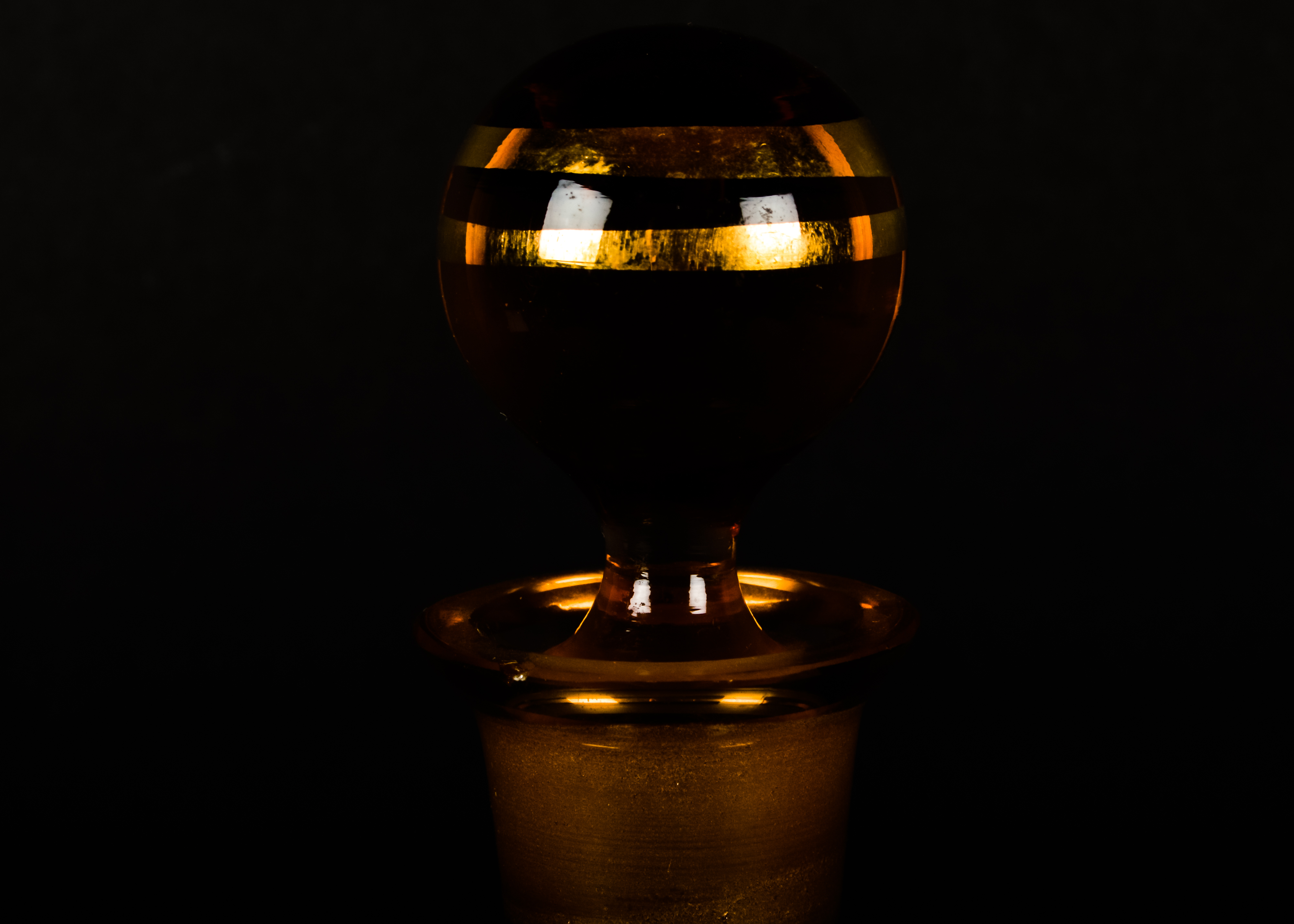 Gold Striped Decanter and Shot Glass Set