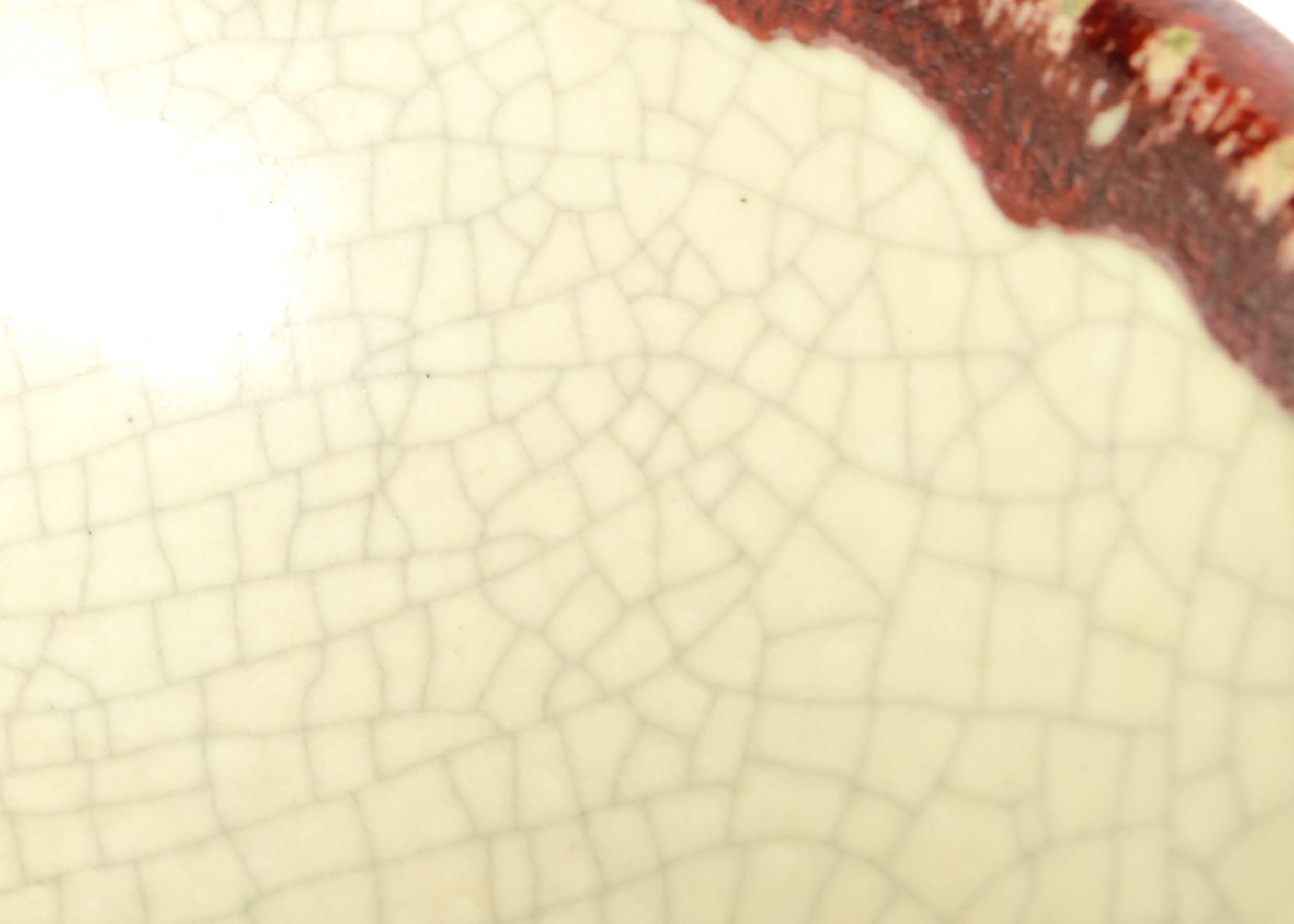 Set of Three Red and Cream Crazed Bowls