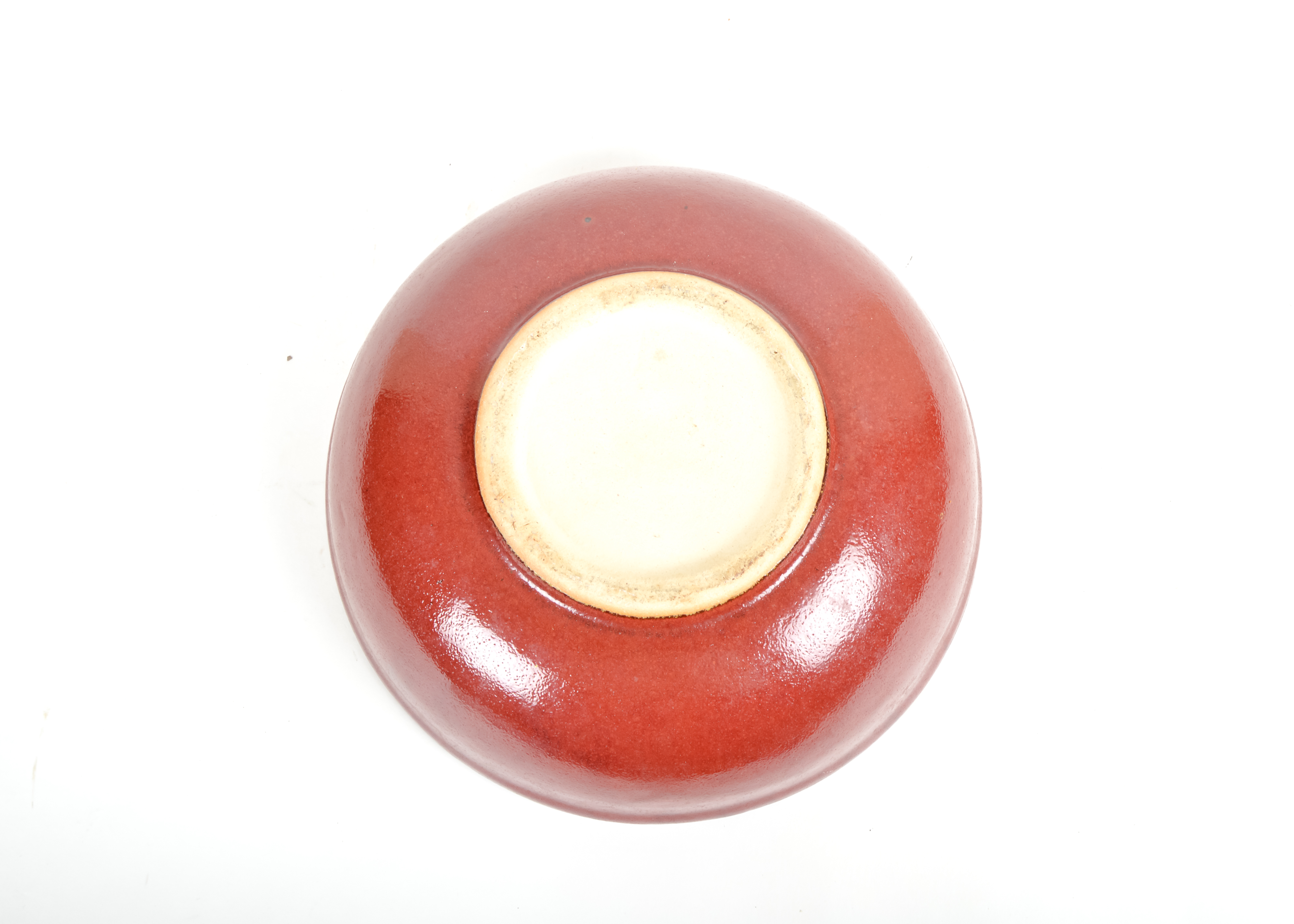 Set of Three Red and Cream Crazed Bowls