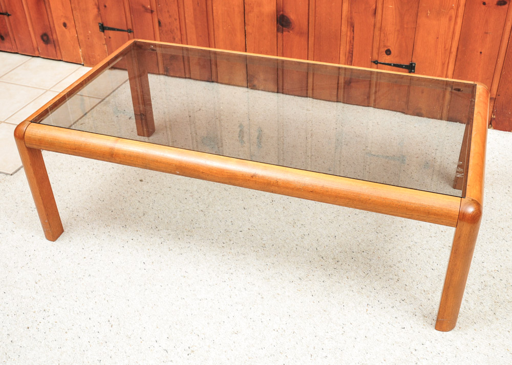 Cherry Framed Glass Top Coffee Table