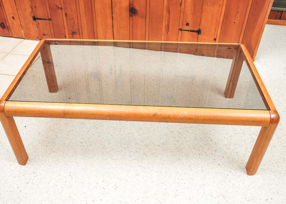 Cherry Framed Glass Top Coffee Table