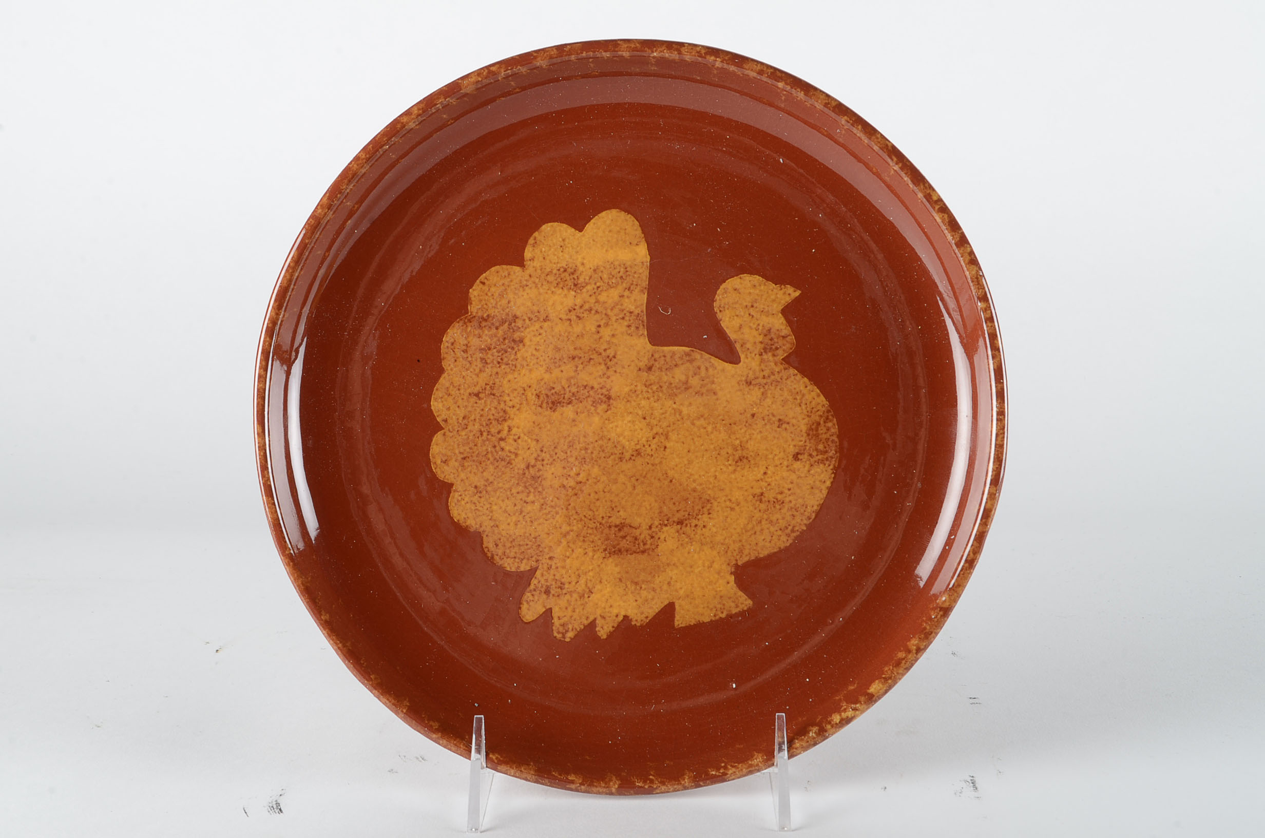 Redware Pottery Plate and Bowls