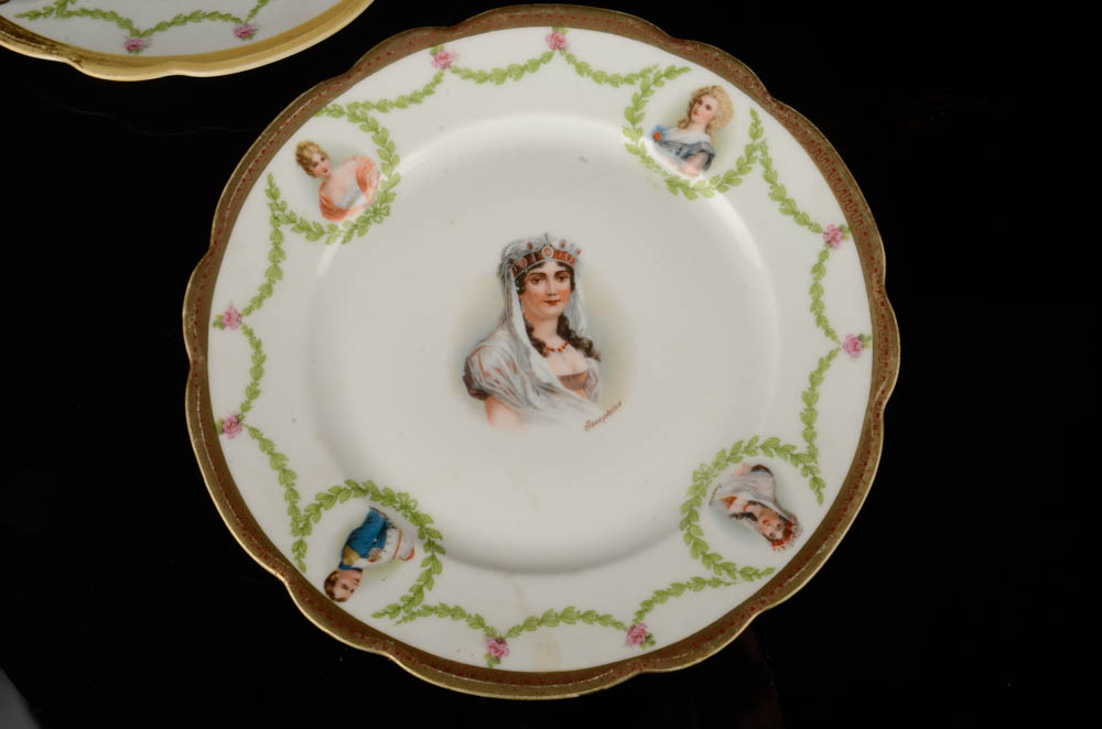 Antique MZ Austria Plates Including Napoleon